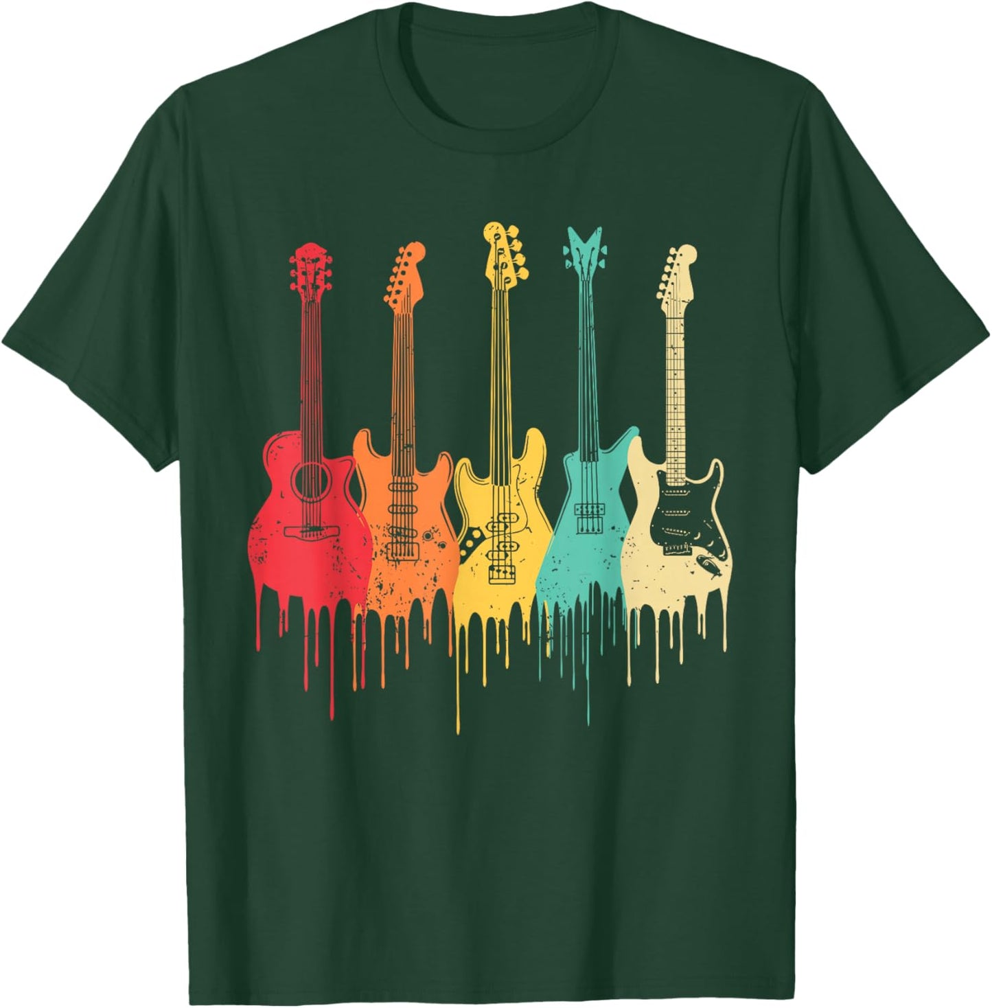 Vintage Guitar Gift Women Music Band Guitarist Stuff T-Shirt - T-Shirt | Forest