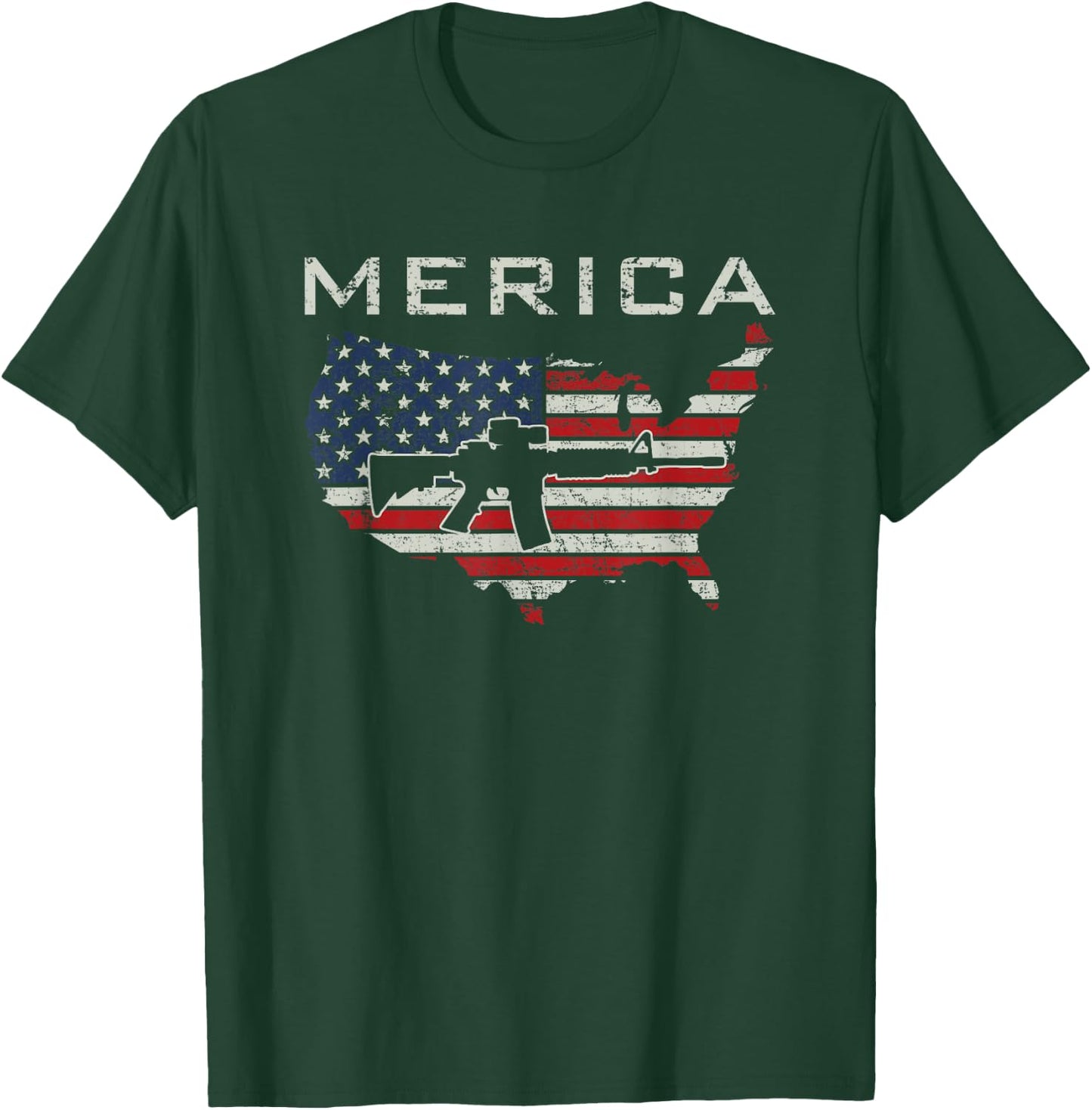 Merica - Funny Pro Guns American Flag 2nd Amendment T-Shirt - T-Shirt | Forest