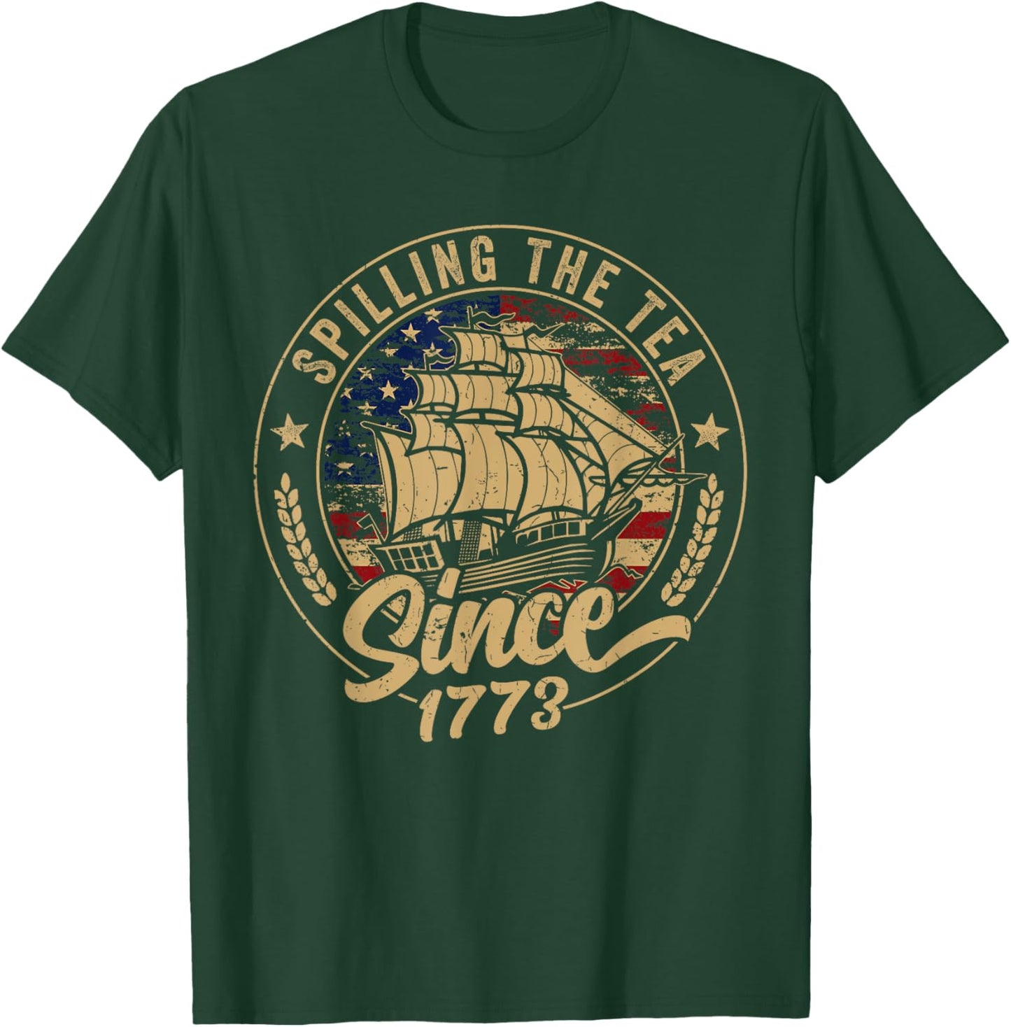 Spilling The Tea Since 1773 Us History Teacher 4th of July Girls Kids Men T-Shirt - T-Shirt | Forest