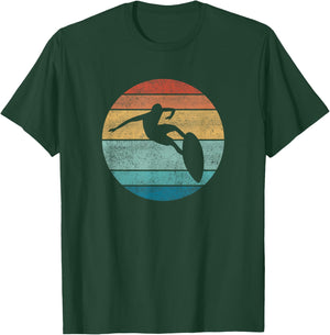 Surfing Surfboard Vintage Retro Surfboarder Surfer Beach Men Women Girls Kids T-Shirt - T-Shirt | Forest