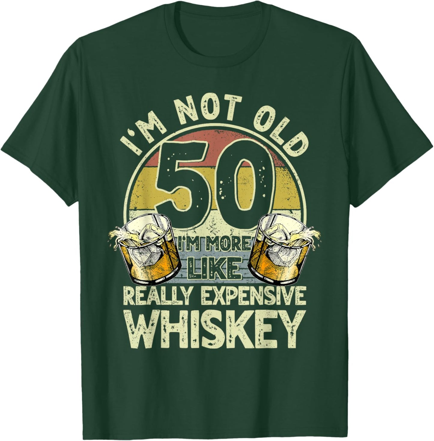 50 Years Old Bourbon Whiskey 50th Birthday Whiskey Men T-Shirt - T-Shirt | Forest