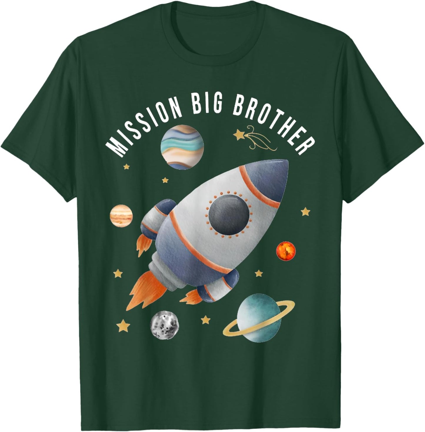 Mission Big Brother Funny Space Astronaut Rocket Baby Reveal T-Shirt - T-Shirt | Forest