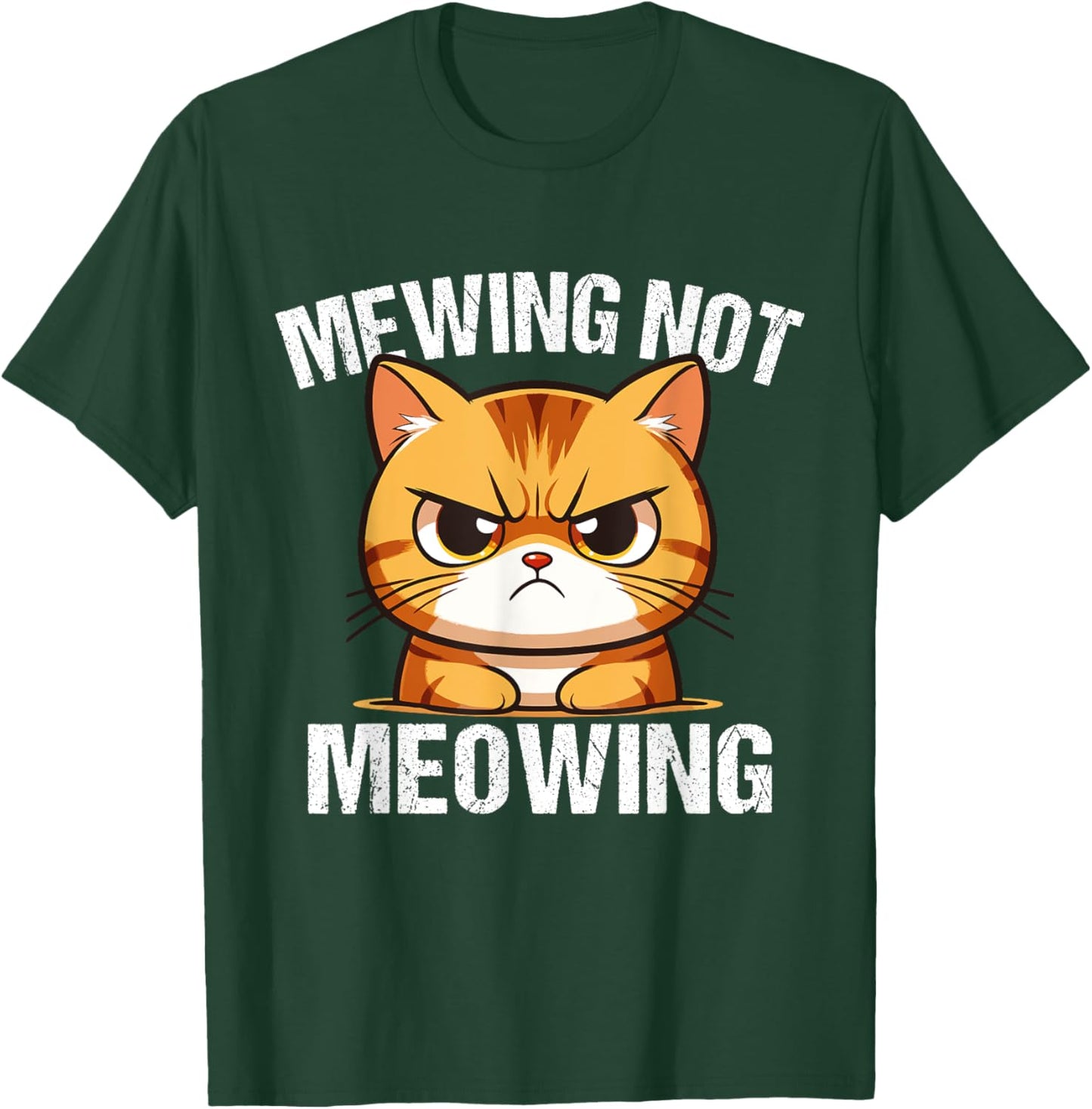 Funny Meme Goofy Cat Mewing Not Meowing Cool Goofy Cat Men Women T-Shirt - T-Shirt | Forest