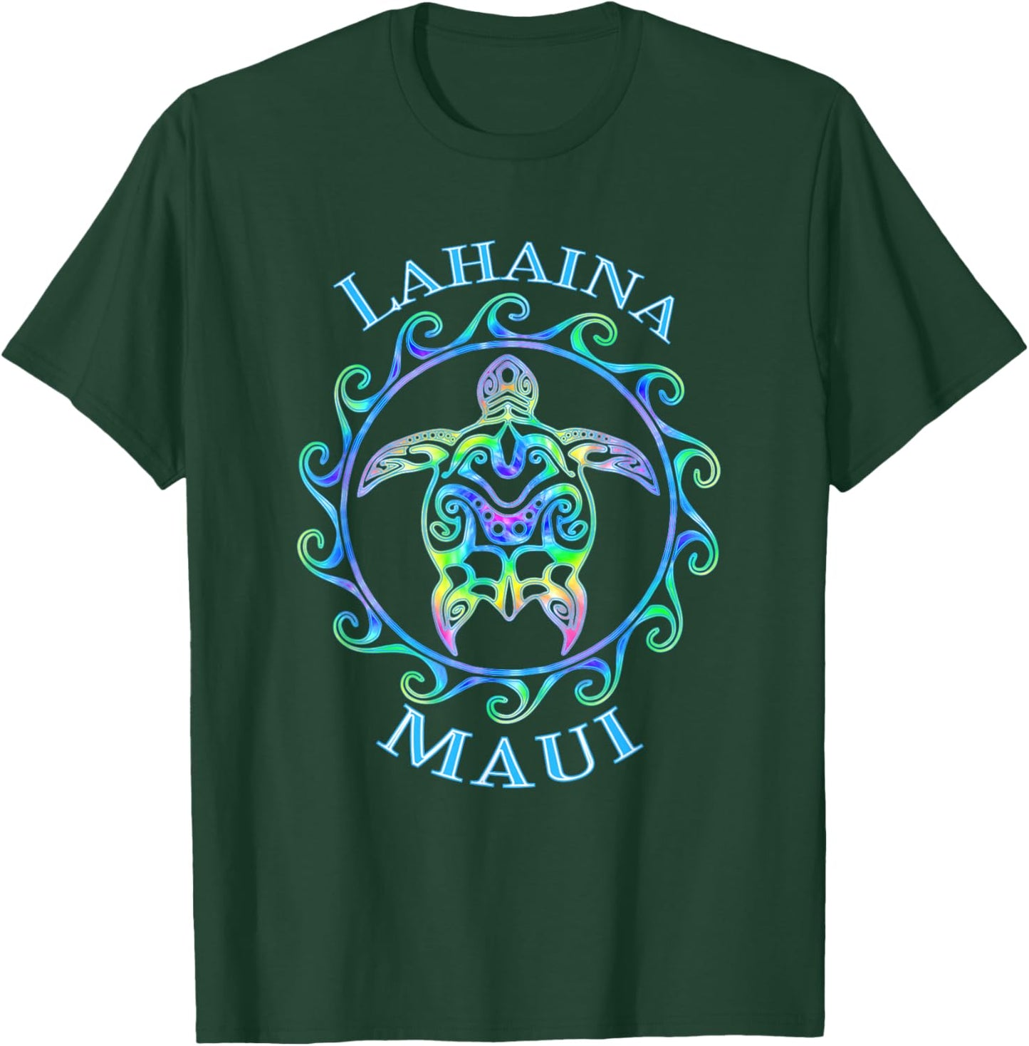 Lahaina Maui Hawaii Vacation Colorful Turtle T-Shirt - T-Shirt | Forest