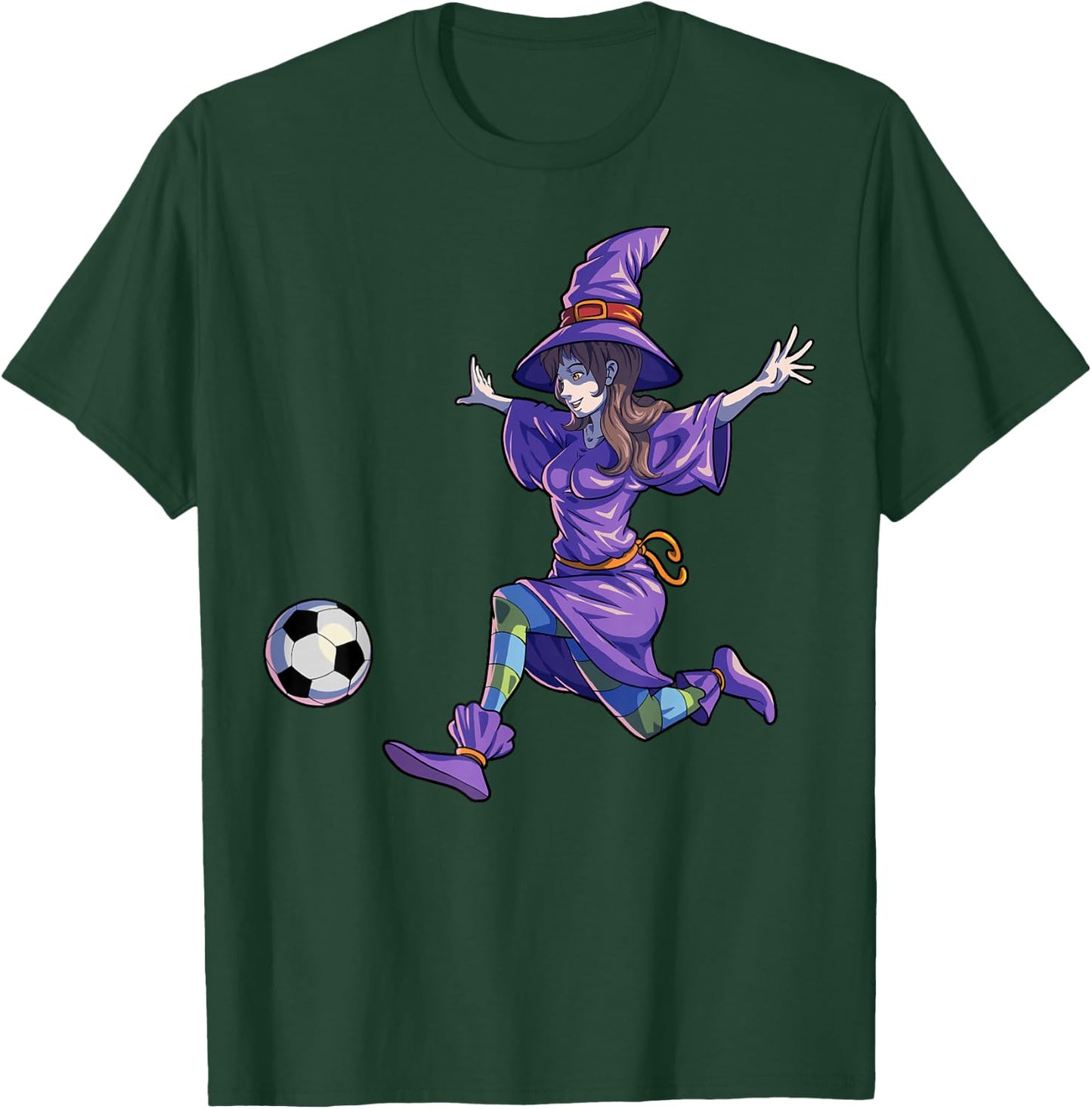 Soccer Witch Halloween Women Girls Soccer Halloween T-Shirt - T-Shirt | Forest