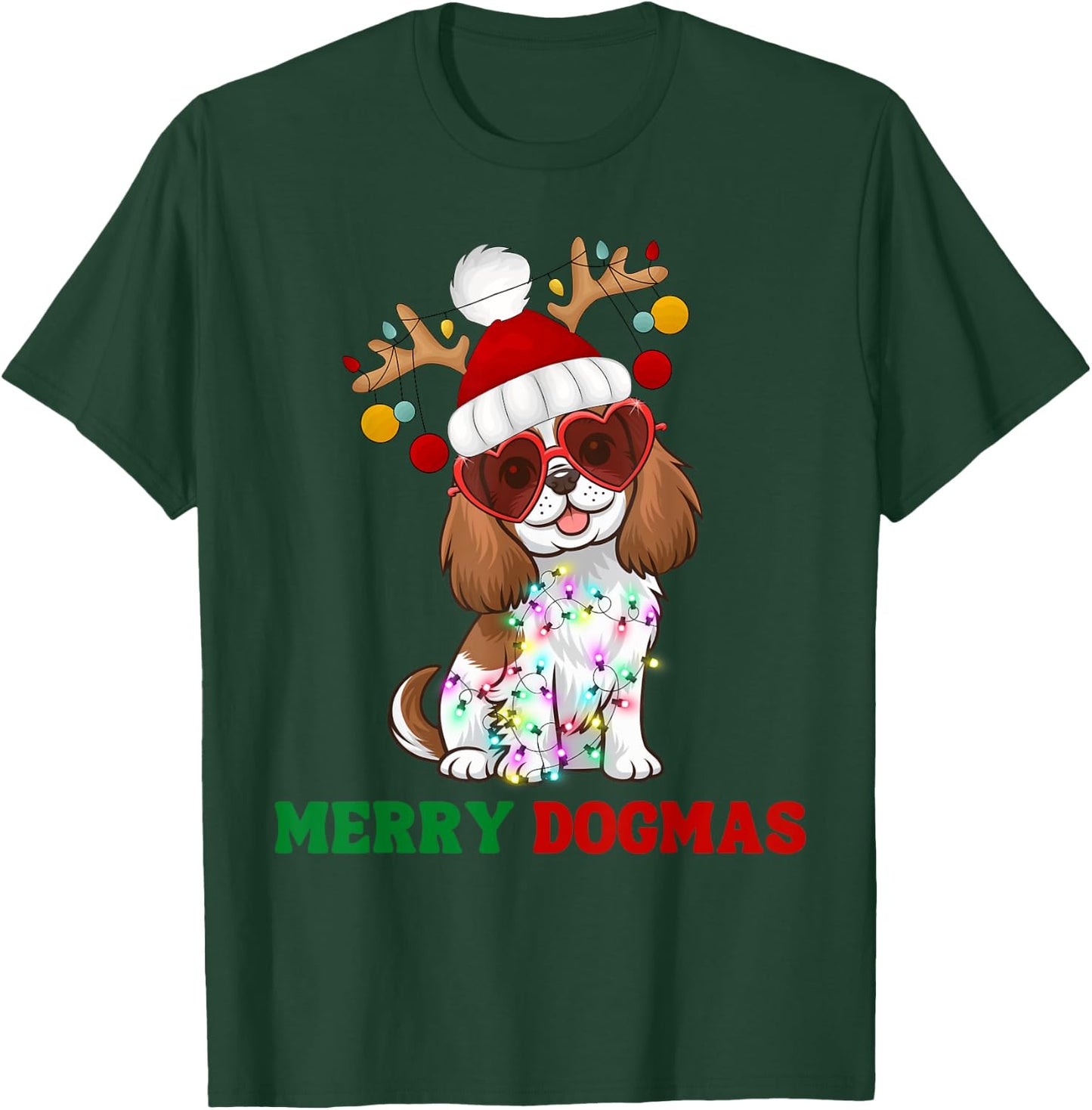 Merry Dogmas Cavalier King Charles Spaniel Dog Christmas T-Shirt - T-Shirt | Forest