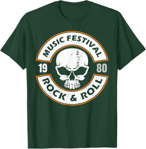 Faded 1980s Rock Roll design For Eighties Rockers Band gift T-Shirt - T-Shirt | Forest