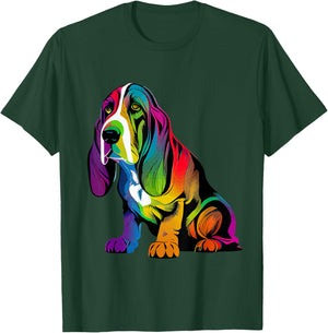 Basset Hound Colorful Pop Art Splash Art Tie Dye T-Shirt - T-Shirt | Forest