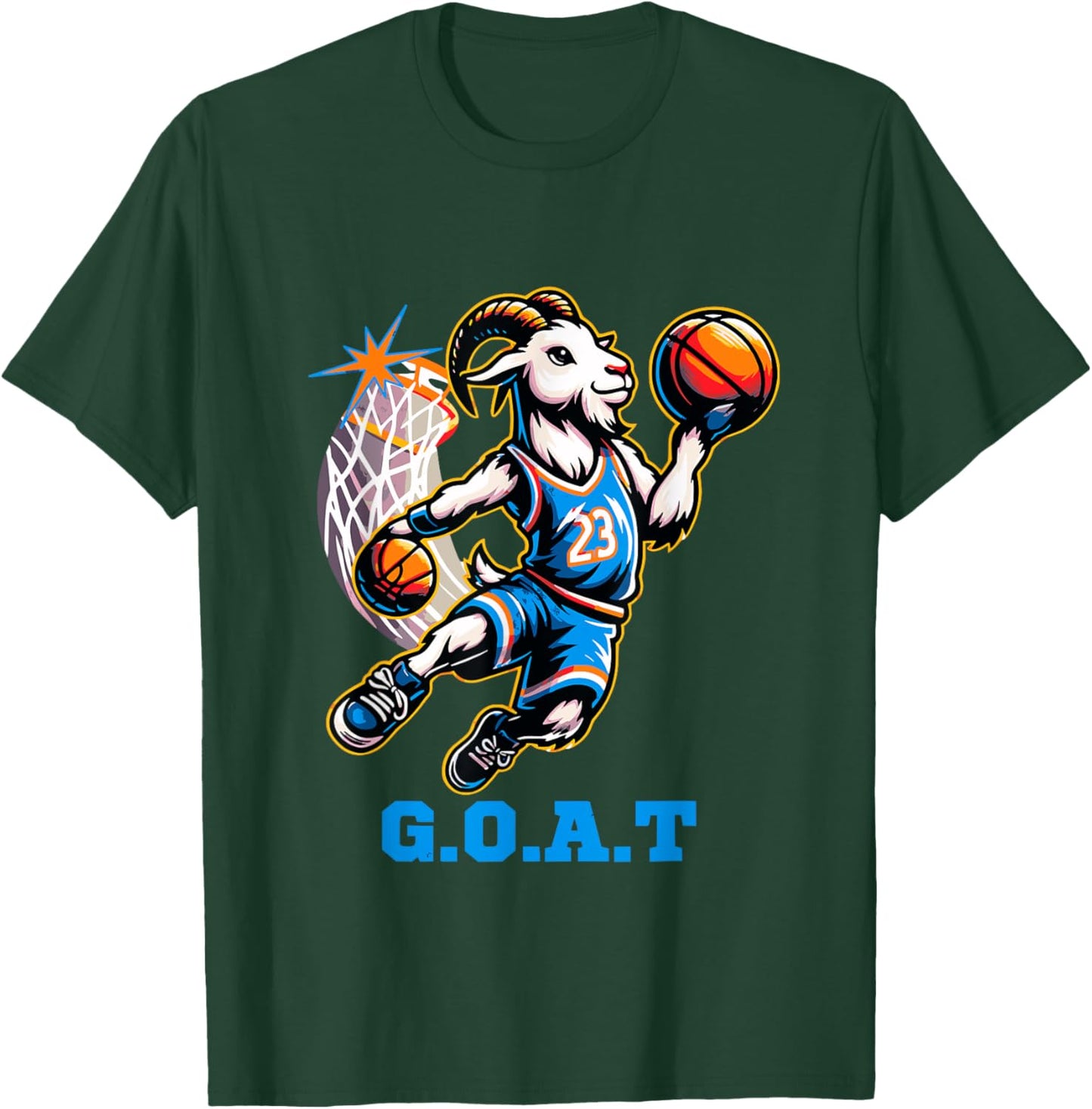 G.O.A.T Goat Basketball Player Playing Basketball Funny T-Shirt - T-Shirt | Forest