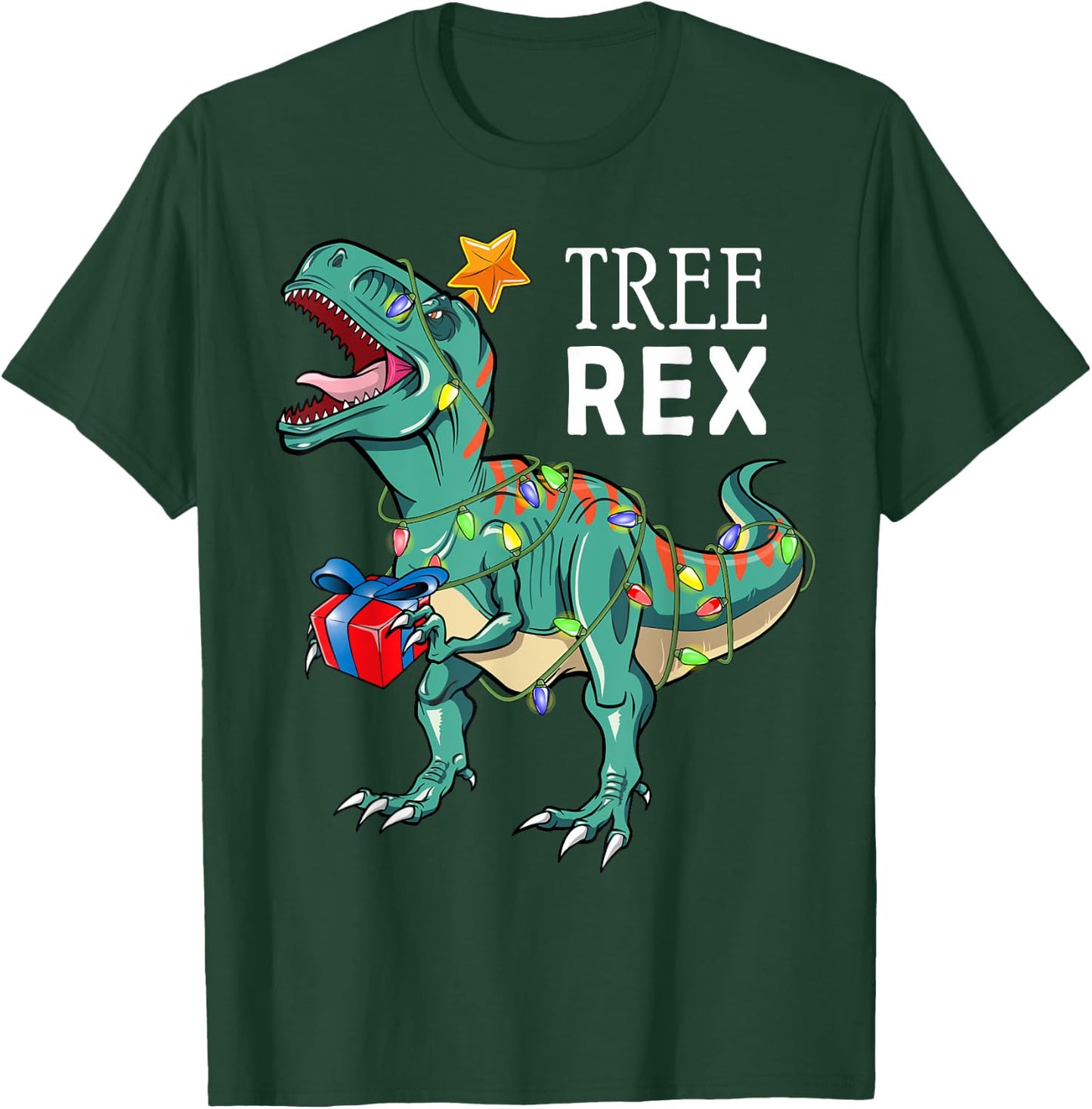 Dinosaur Tree Rex Christmas Shirt Boys Kids Men Pajamas Gift T-Shirt - T-Shirt | Forest