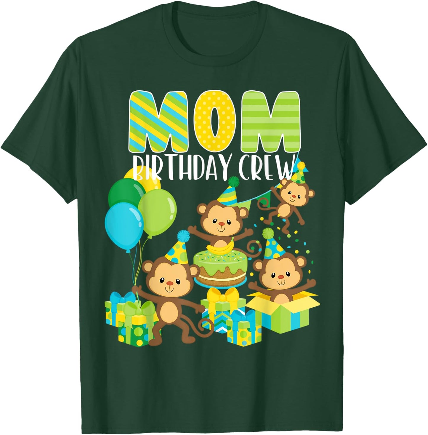 Birthday Monkey Mom Birthday Crew Bday Party Family Matching T-Shirt - T-Shirt | Forest