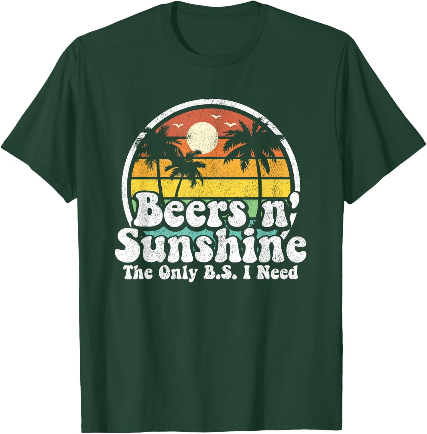 The Only BS I Need Is Beers and Sunshine Retro Beach Gift Women T-Shirt - T-Shirt | Forest