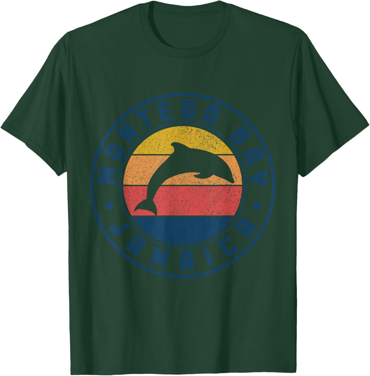 Montego Bay Jamaica Dolphin Surfer Souvenir Vintage T-Shirt - T-Shirt | Forest
