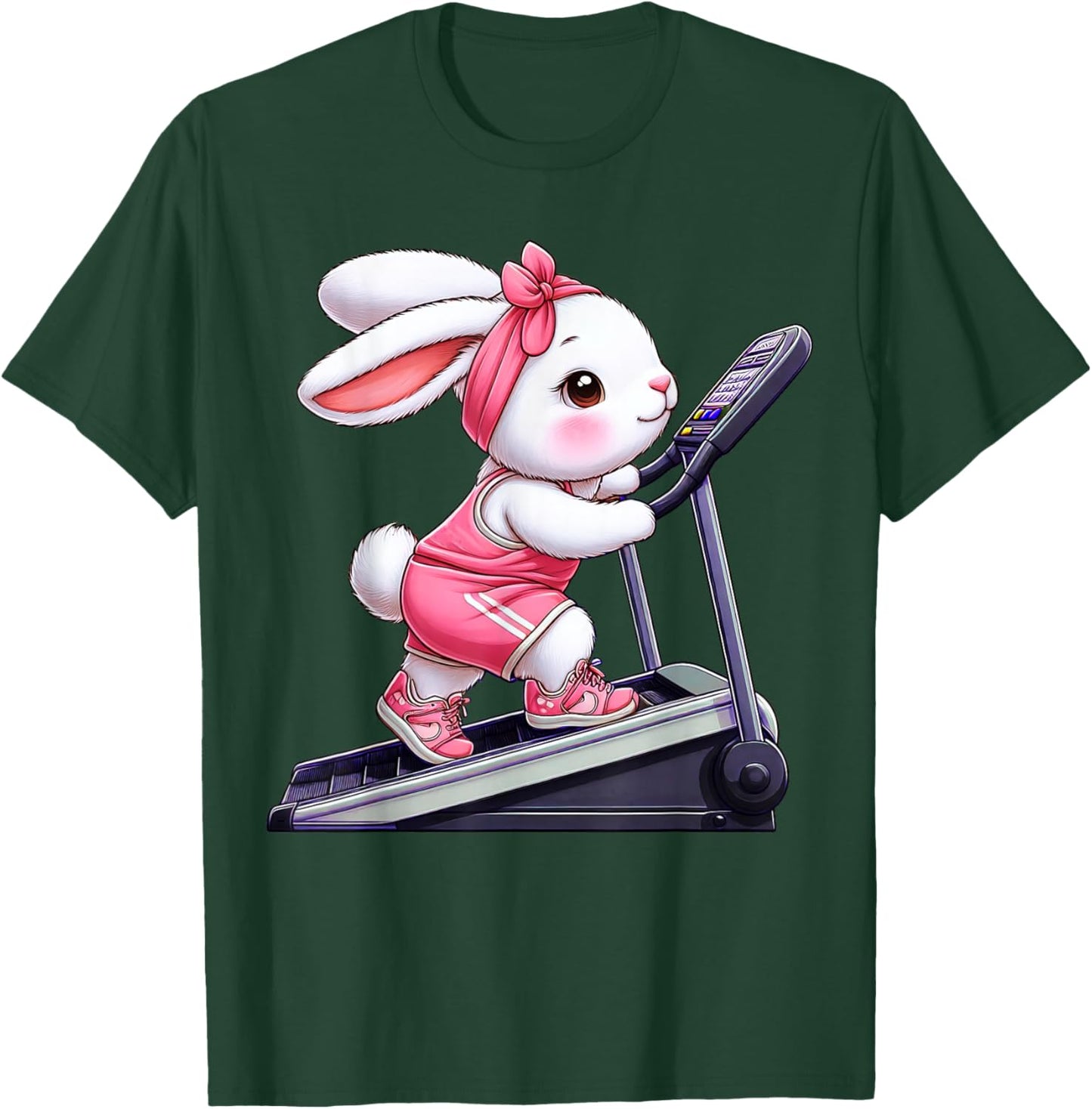 Easter Bunny on Stair Climber Gym Fitness Workout Training T-Shirt - T-Shirt | Forest
