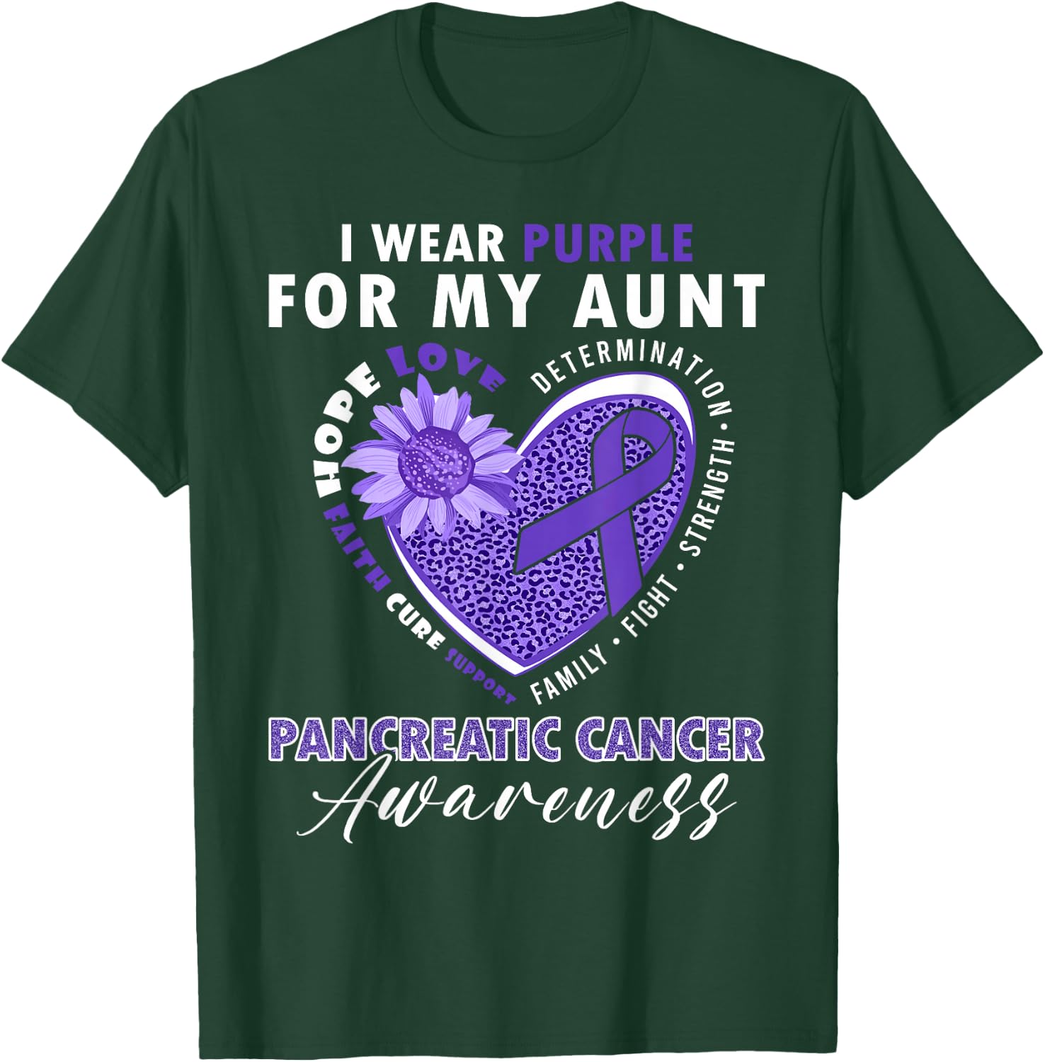 I Wear Purple For My Aunt Pancreatic Cancer Awareness T-Shirt - T-Shirt | Forest
