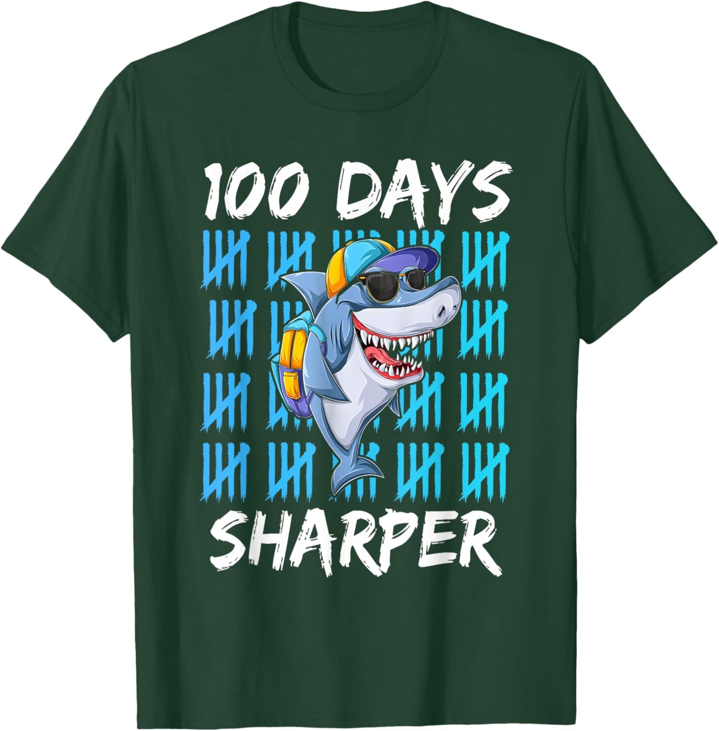 100 Days Sharper Shirt Funny 100 Days Of School Shark Lovers T-Shirt - T-Shirt | Forest