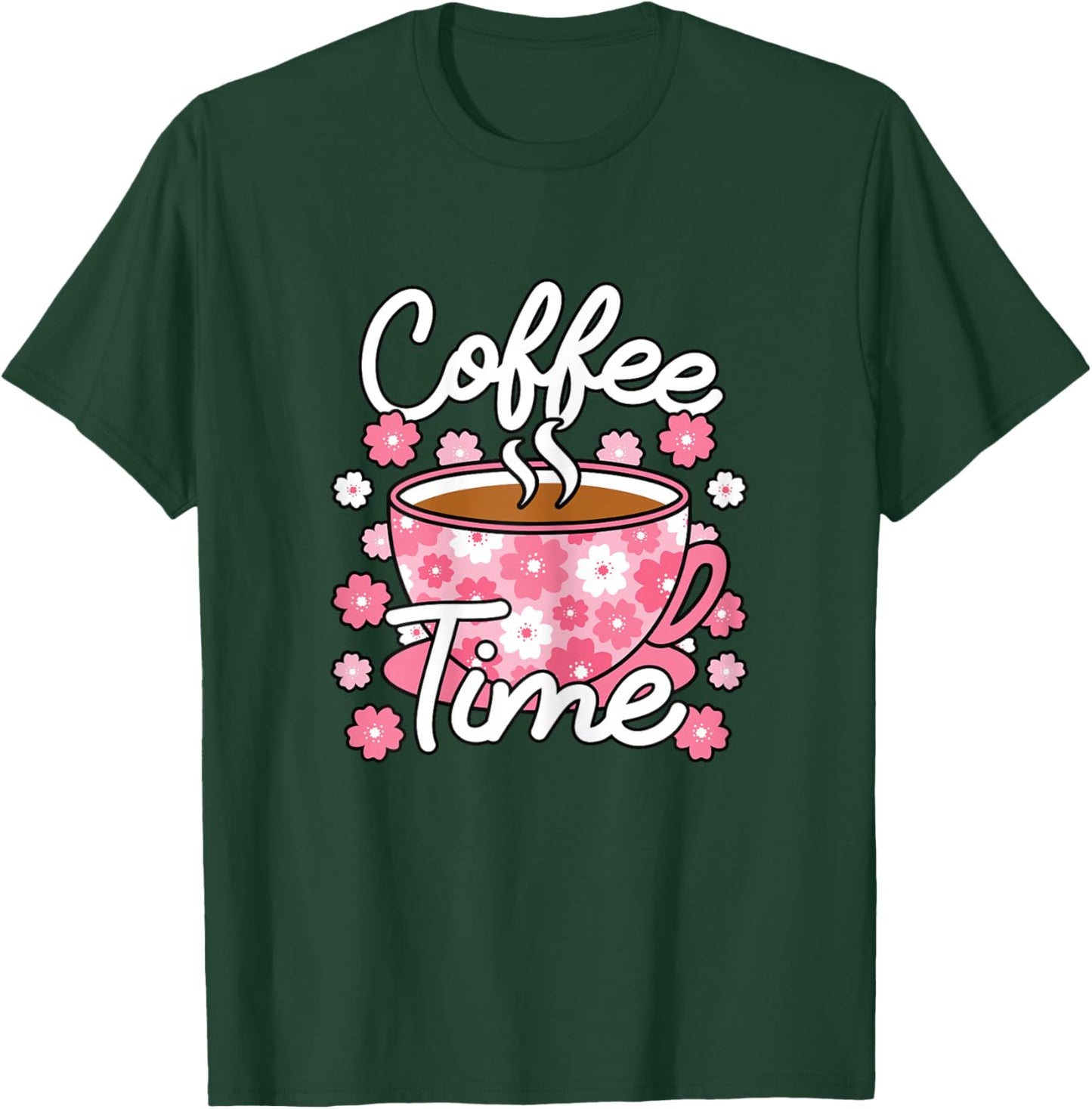 Cute Coffee Time Pink Coffee Lover Women T-Shirt - T-Shirt | Forest
