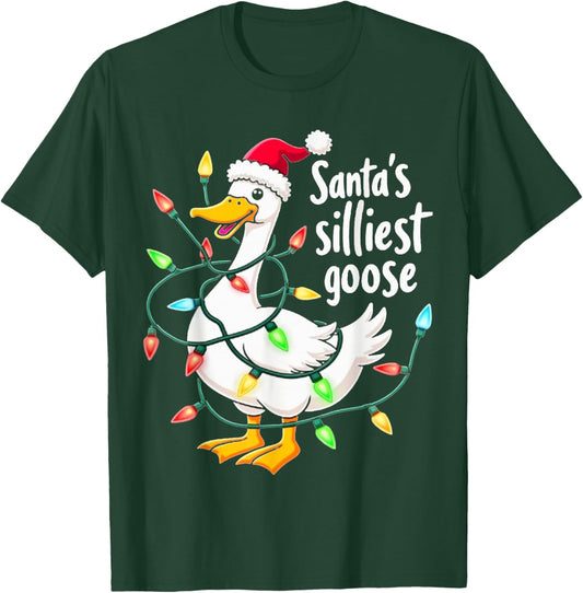Santa's Silliest Goose Funny Christmas T-Shirt - T-Shirt | Forest