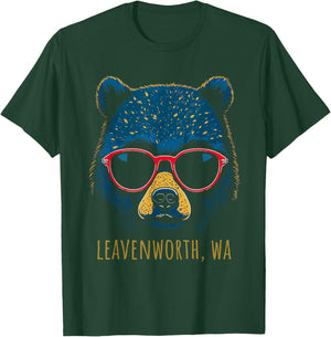 Leavenworth WA USA Bear Wearing Sunglasses Design T-Shirt - T-Shirt | Forest