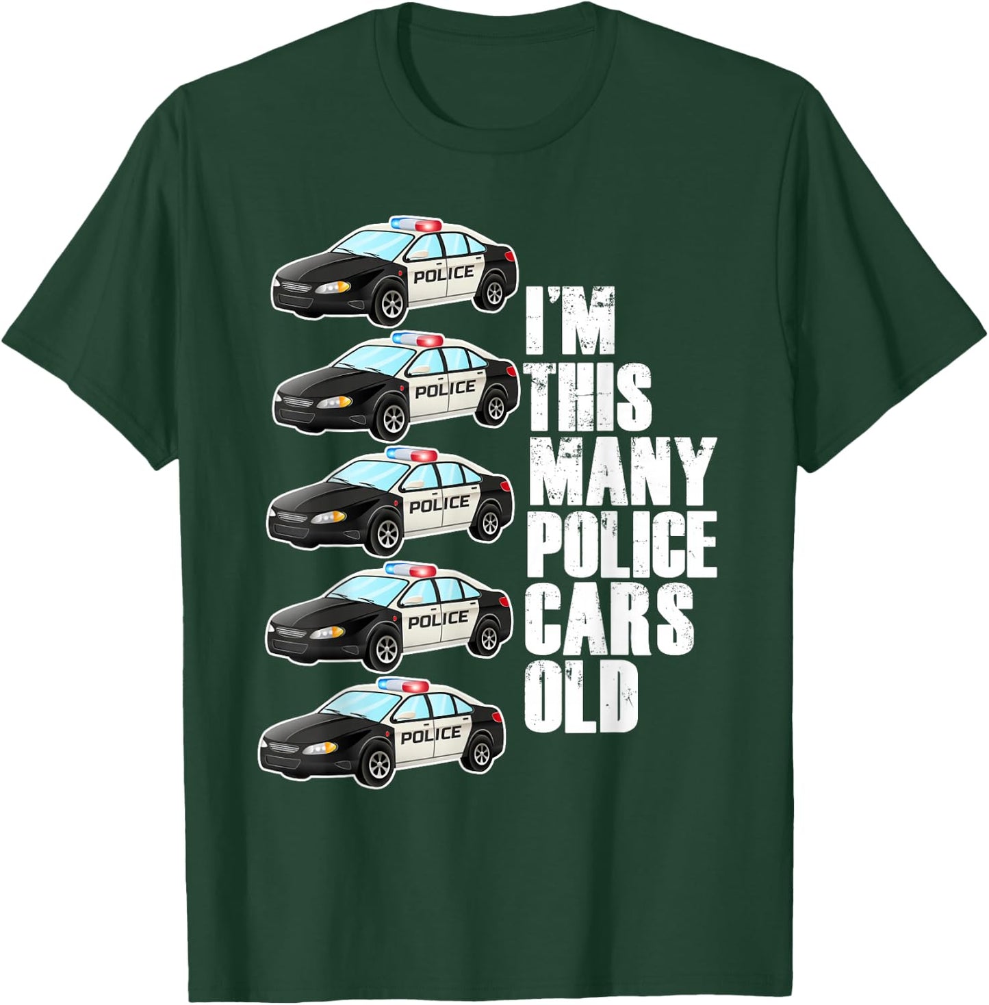 Police Car For Boys 5th Birthday 5 Year Old Party Supply T-Shirt - T-Shirt | Forest
