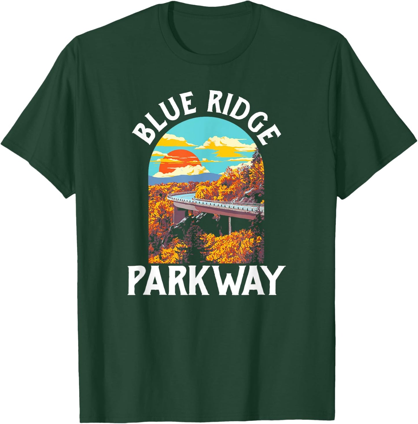 Blue Ridge Parkway Vintage Poster Style Retro 80s Graphic T-Shirt - T-Shirt | Forest