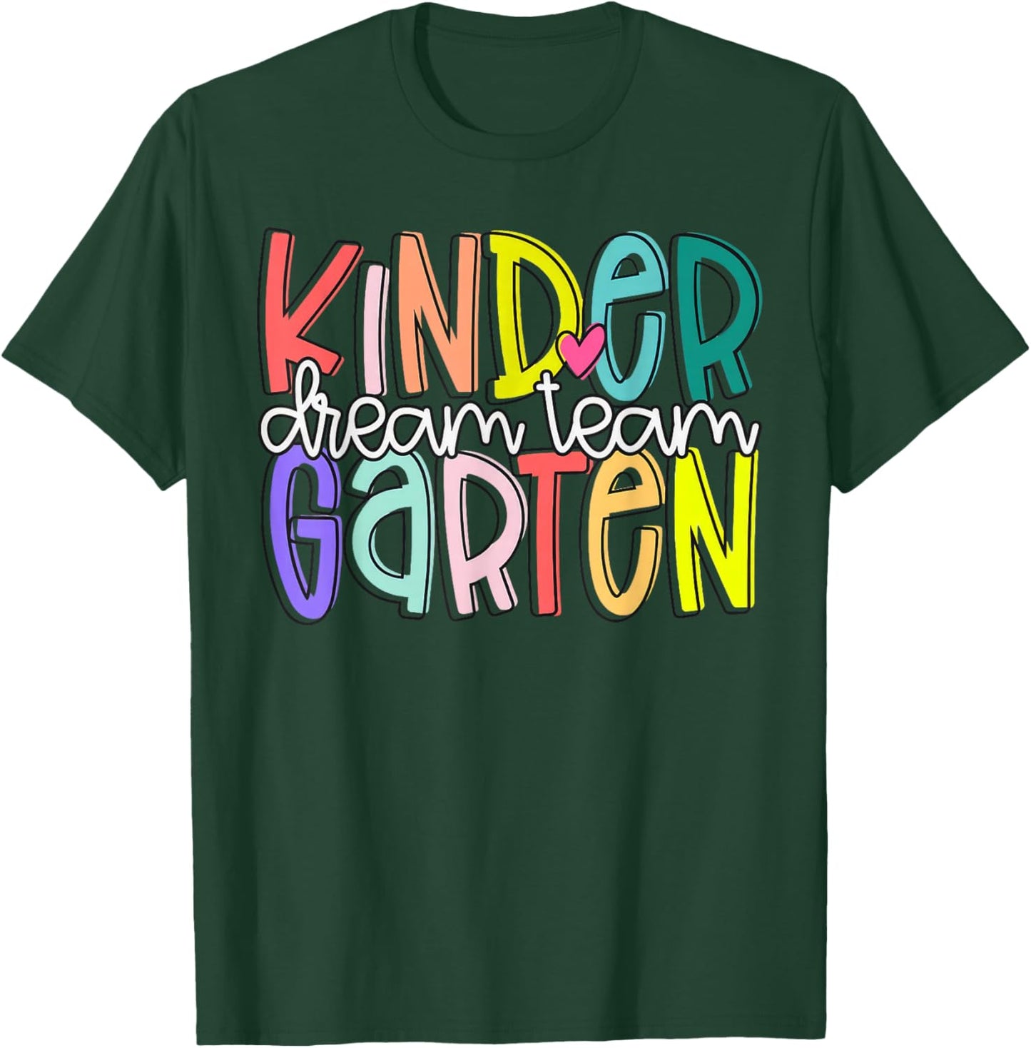 Retro Kindergarten Dream Team Back To School Teacher Kids T-Shirt - T-Shirt | Forest