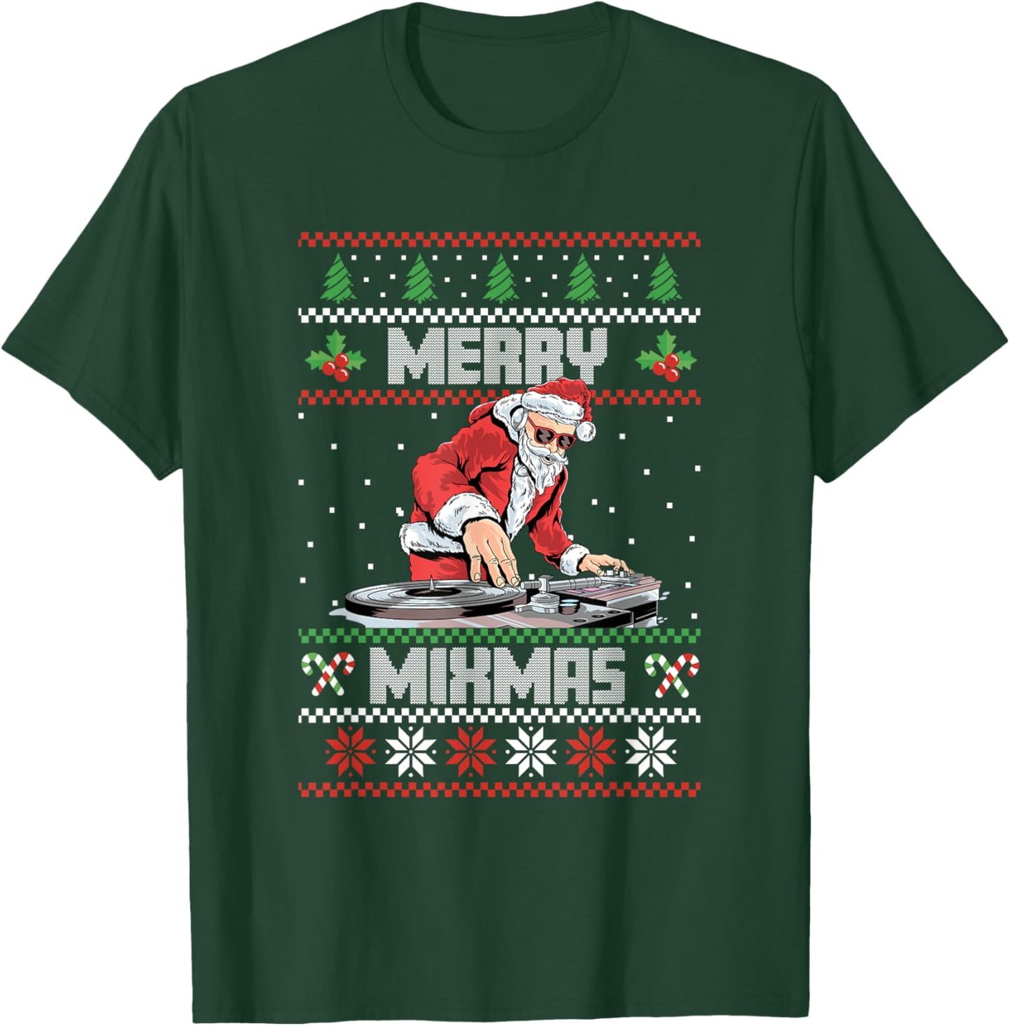 Merry Mixmas Hip Hop Music Disc Jockey DJ Santa Claus T-Shirt - T-Shirt | Forest