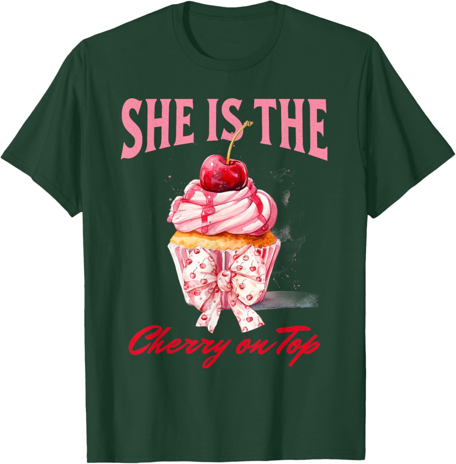 She is the Cherry on Top Pregnancy Reveal Baby Announcement T-Shirt - T-Shirt | Forest