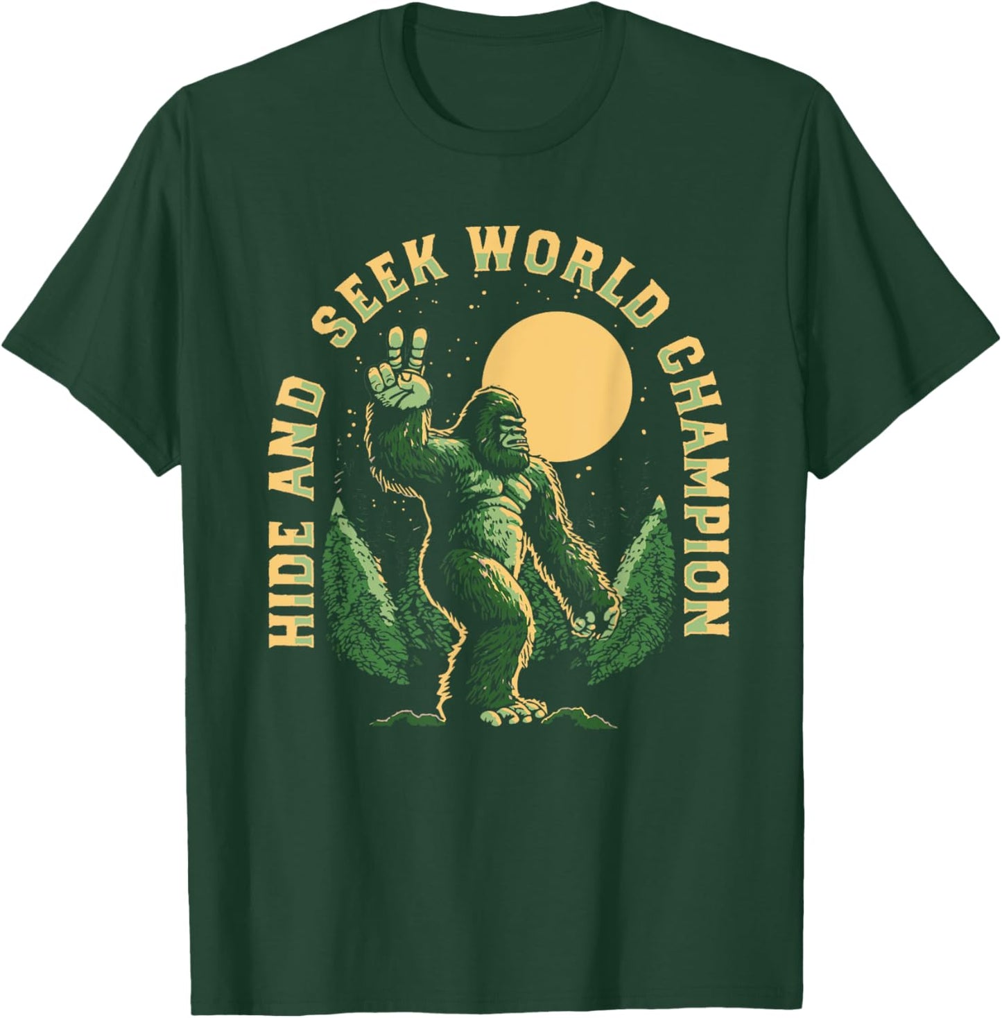Vintage Hide And Seek World Champion Funny Retro Bigfoot T-Shirt - T-Shirt | Forest