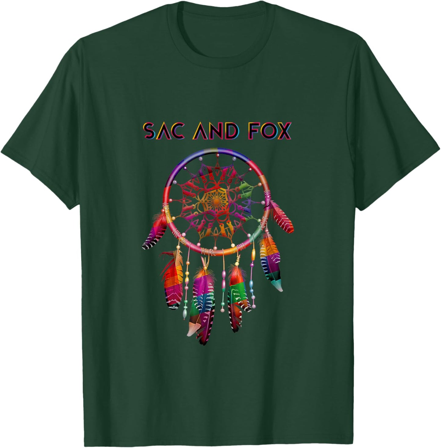 Sac and Fox Native American Indian Colorful Dreamcatcher T-Shirt - T-Shirt | Forest