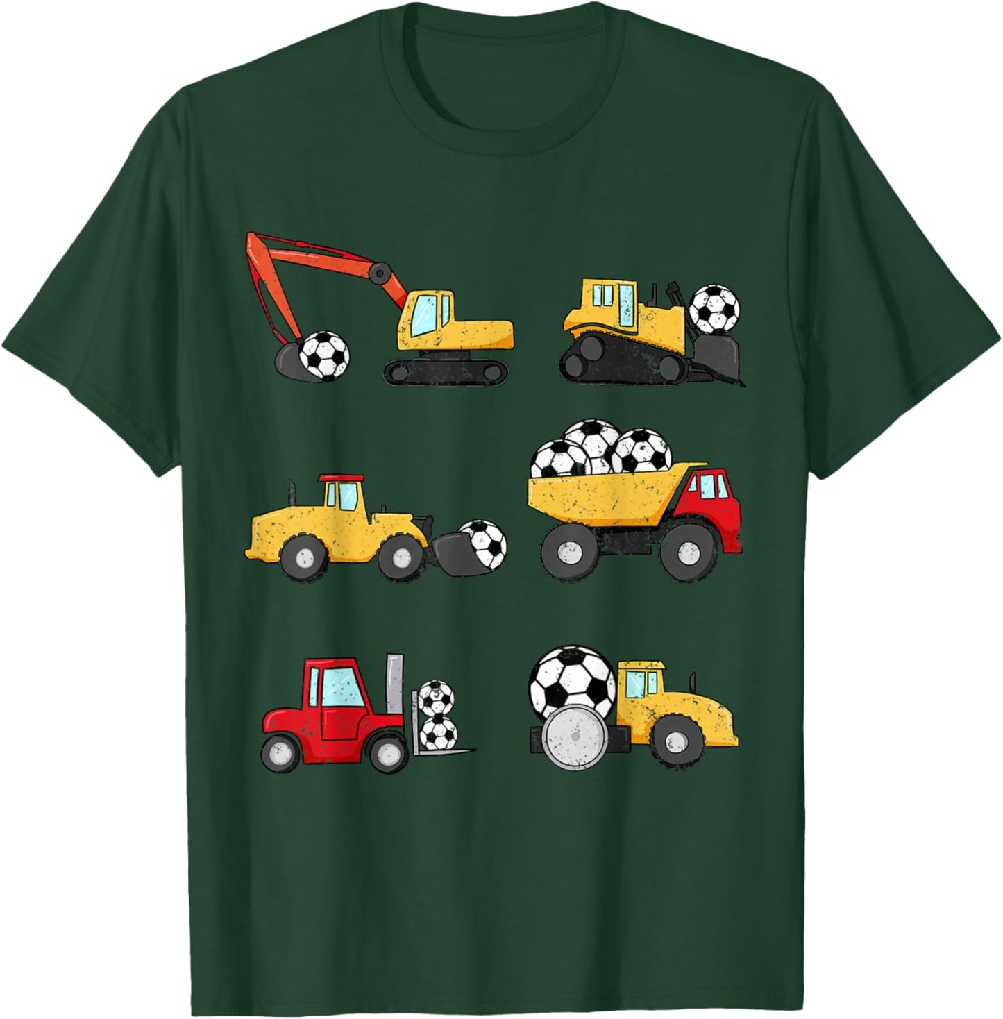 Soccer Ball Soccer Construction Trucks Toddler Boys Kids T-Shirt - T-Shirt | Forest