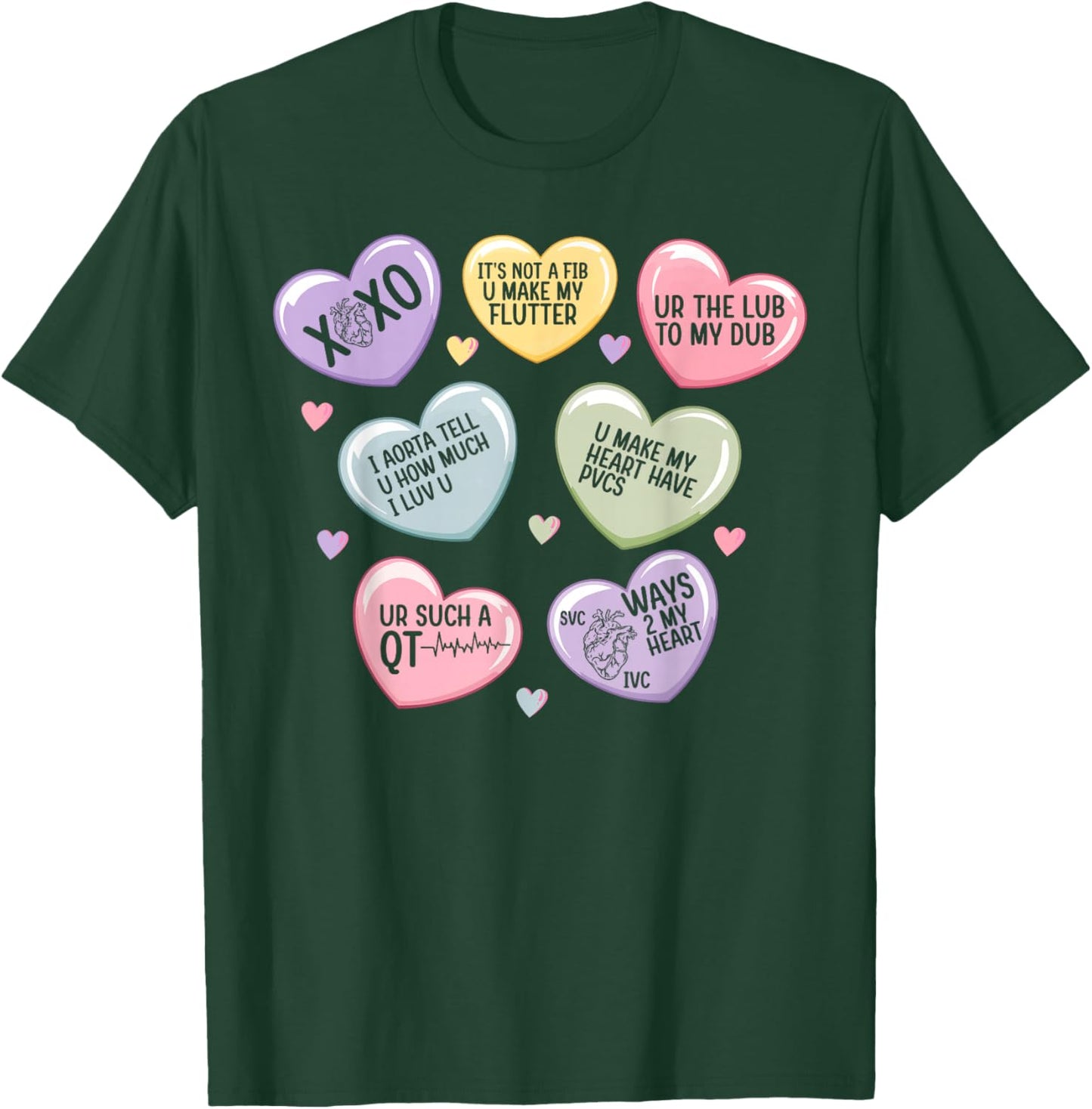 Cardiology Heart Cardiac Nurse Valentine Cardiologist T-Shirt - T-Shirt | Forest