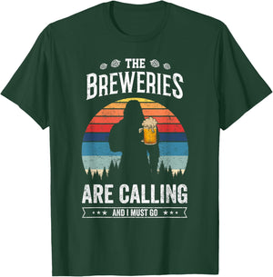The Breweries Are Calling And I Must Go Funny Sasquatch T-Shirt - T-Shirt | Forest