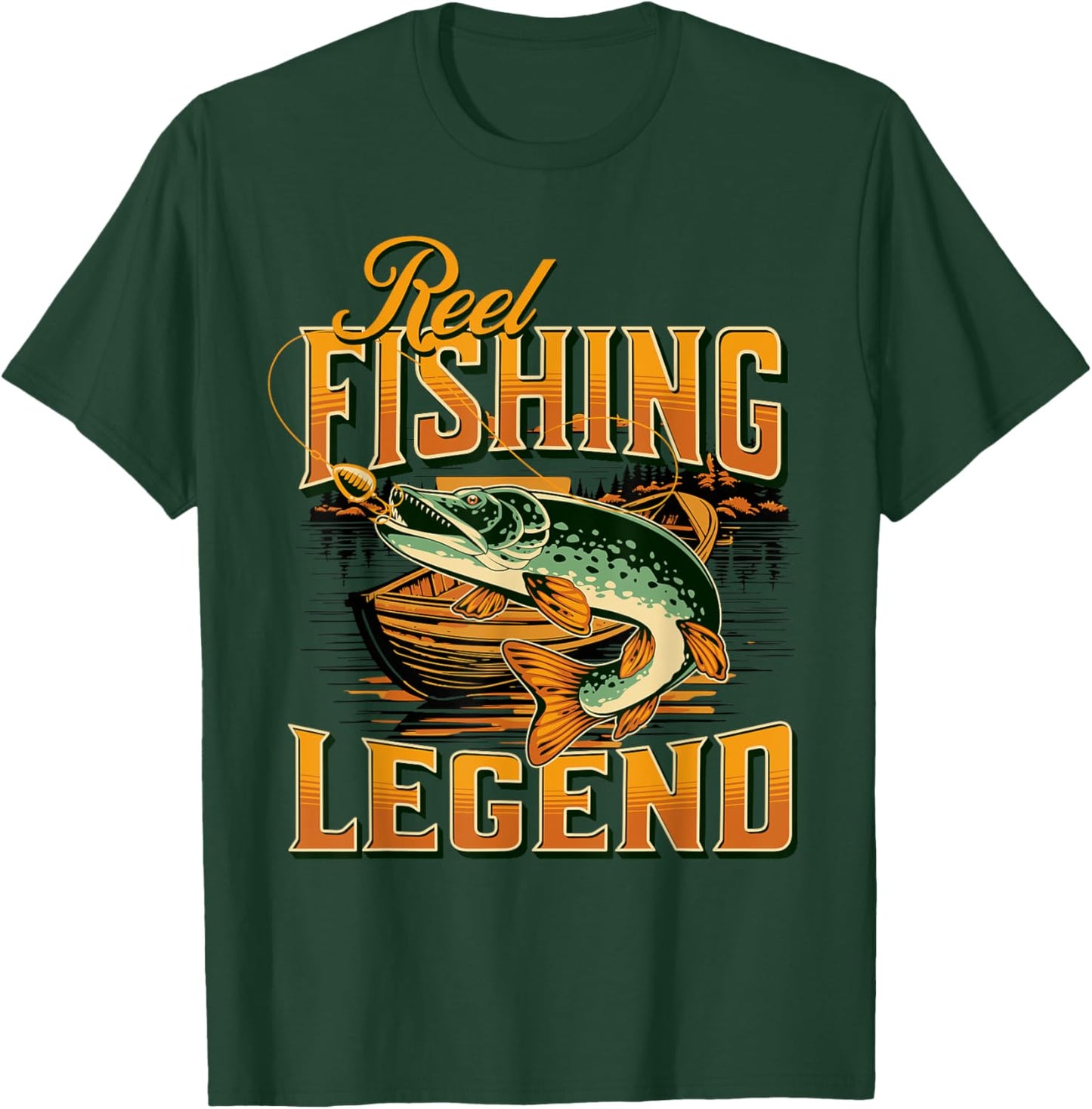 Reel Fishing Legend |Vintage Fishing Pike T-Shirt - T-Shirt | Forest