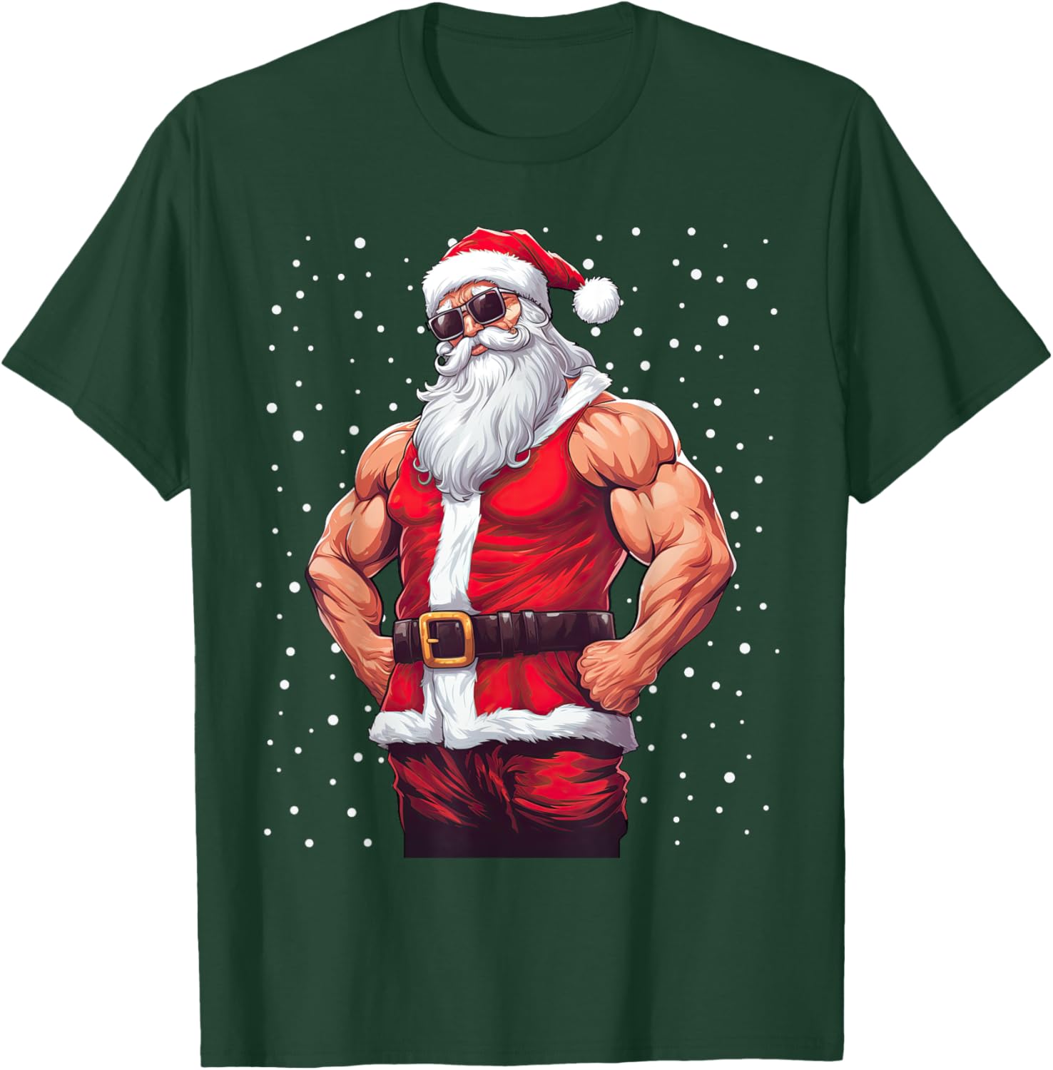 Santa Claus Bodybuilding Fitness Gym Xmas Snow T-Shirt - T-Shirt | Forest
