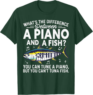 Funny Piano Tuna Fish Music Sarcastic Joke Gift T-Shirt - T-Shirt | Forest