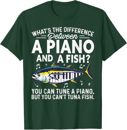 Funny Piano Tuna Fish Music Sarcastic Joke Gift T-Shirt - T-Shirt | Forest