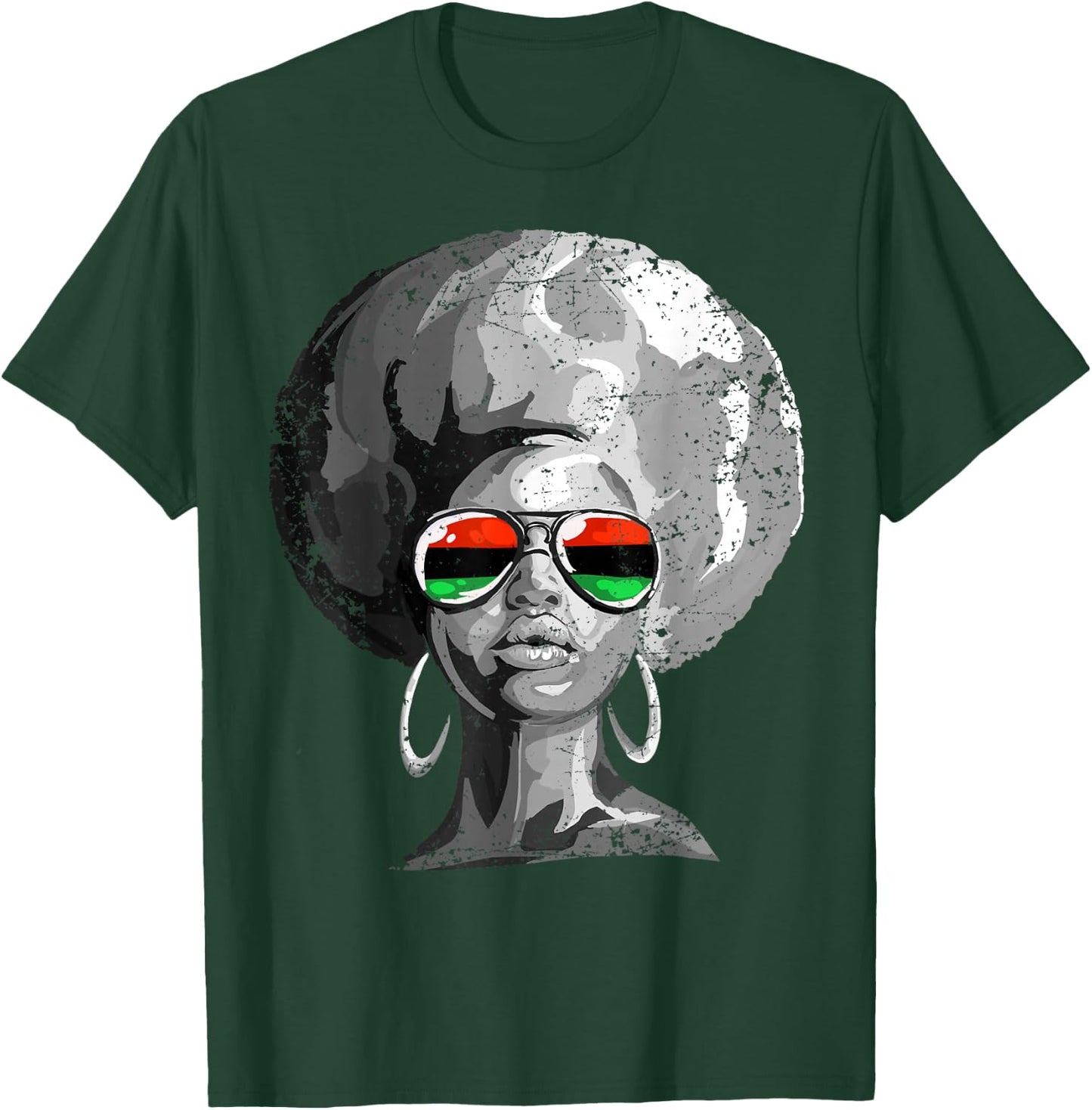 Black Queen Afro Woman Face T-Shirt - T-Shirt | Forest