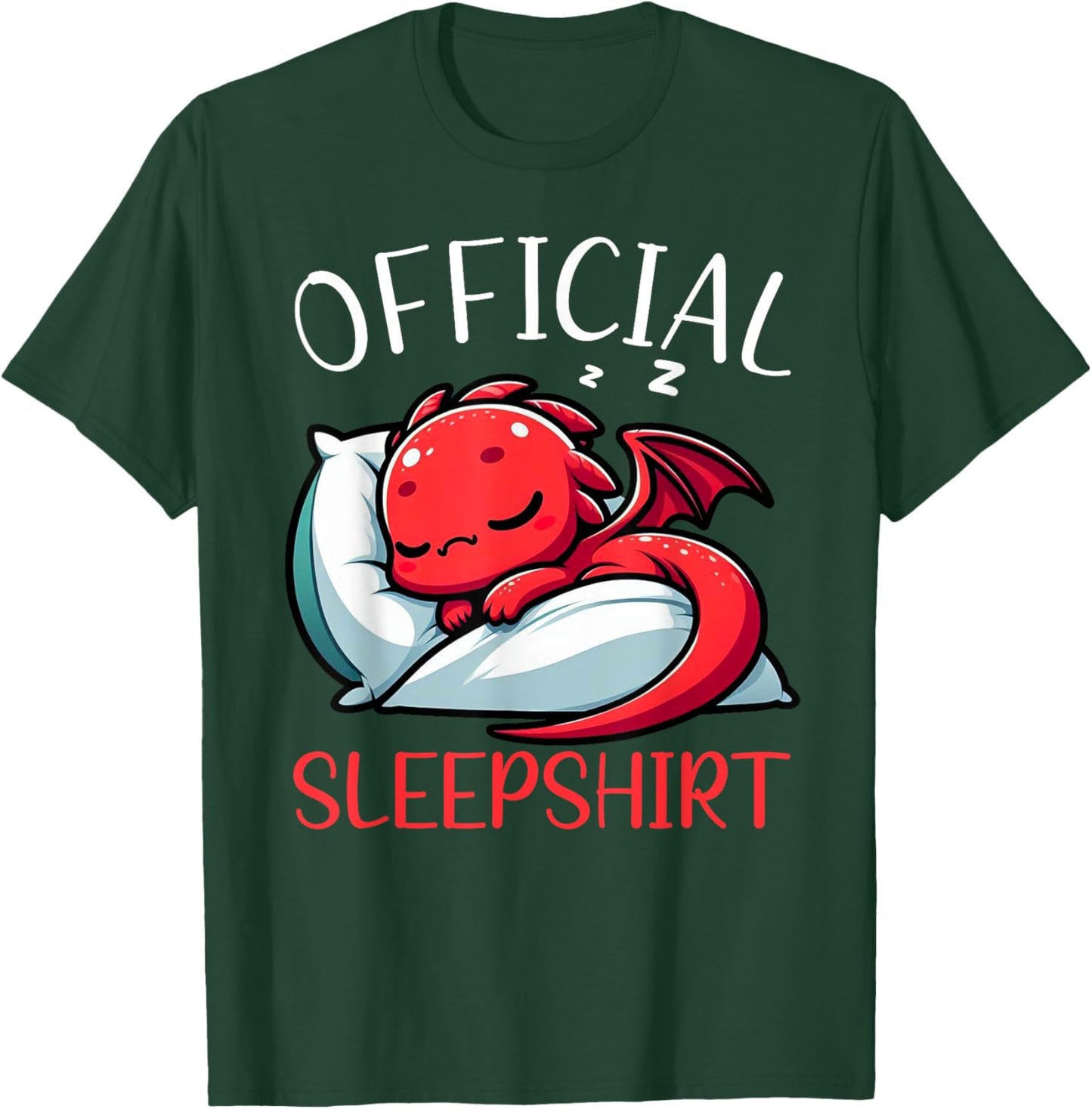 Official Sleepshirt Dragon Cute Lazy Sleepyhead Nightcap T-Shirt - T-Shirt | Forest