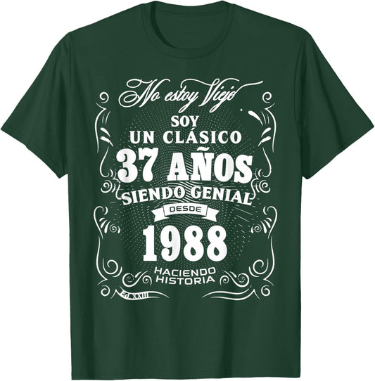 Vintage 37th Birthday Men Funny 1988 37 Birthday Spanish T-Shirt - T-Shirt | Forest