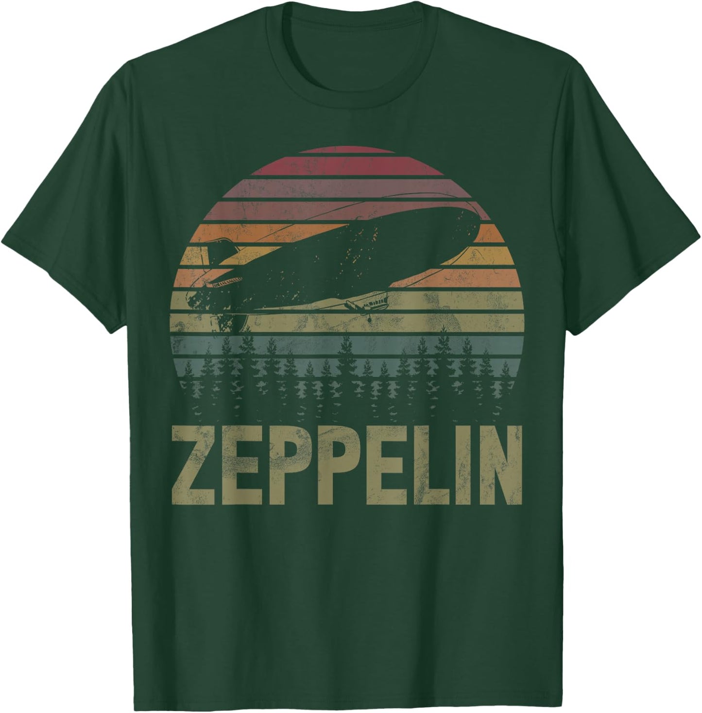 Retro Zeppelin 70s 80s Dirigible Airship Zepelin Zepplin T-Shirt - T-Shirt | Forest