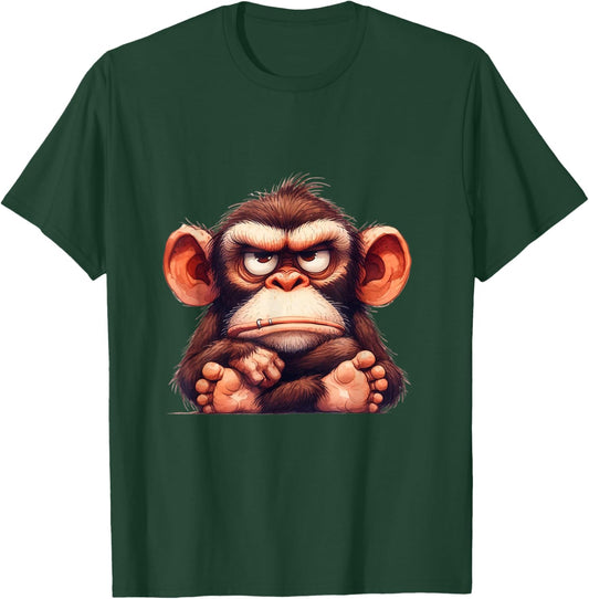 Funny Animals Grumpy Ape Monkey T-Shirt - T-Shirt | Forest