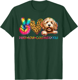 Peace Love Goldendoodle Tie Dye Dog Lover T-Shirt - T-Shirt | Forest
