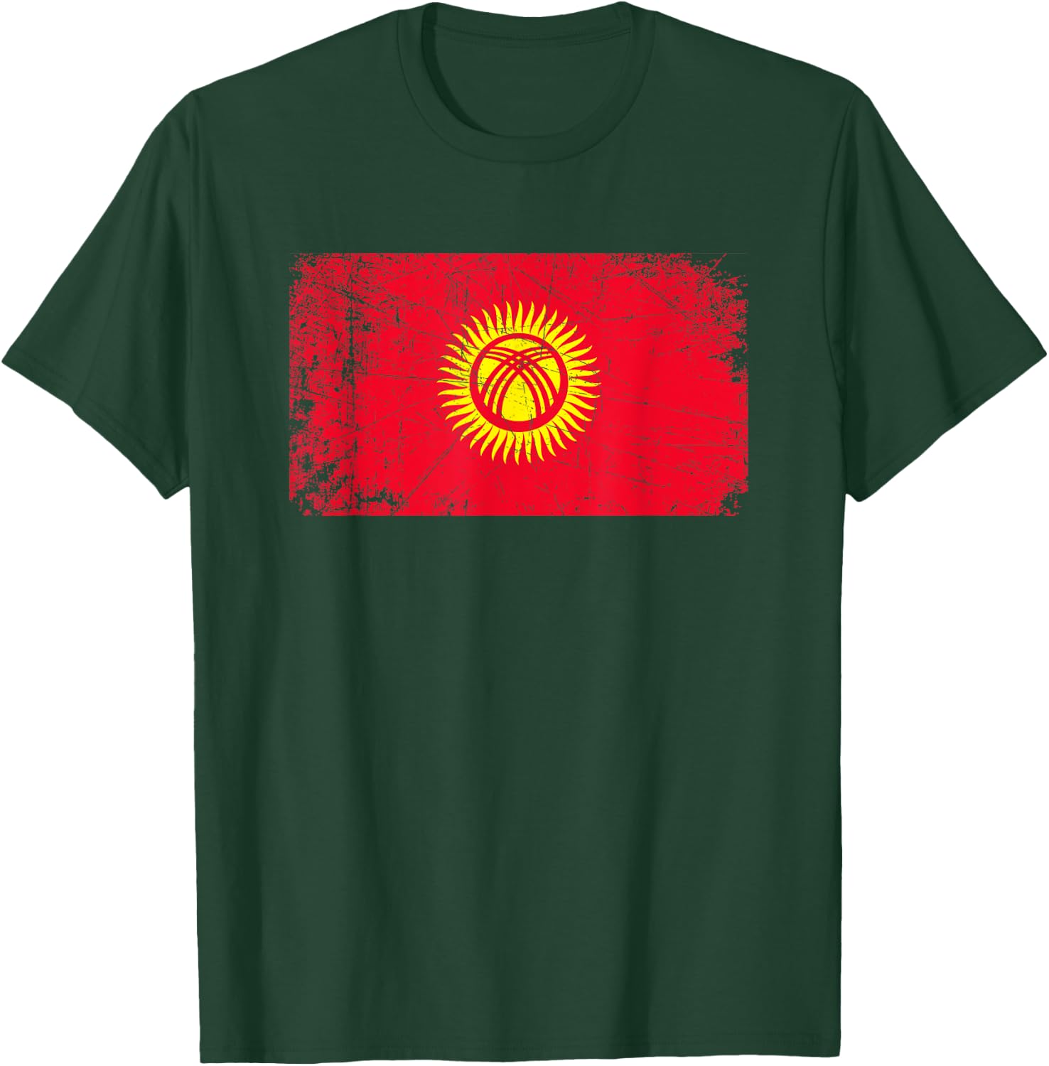 Vintage Made In KYRGYZSTAN KYRGYZ Flag Gift T-Shirt - T-Shirt | Forest