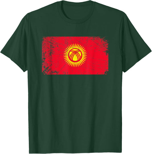 Vintage Made In KYRGYZSTAN KYRGYZ Flag Gift T-Shirt - T-Shirt | Forest