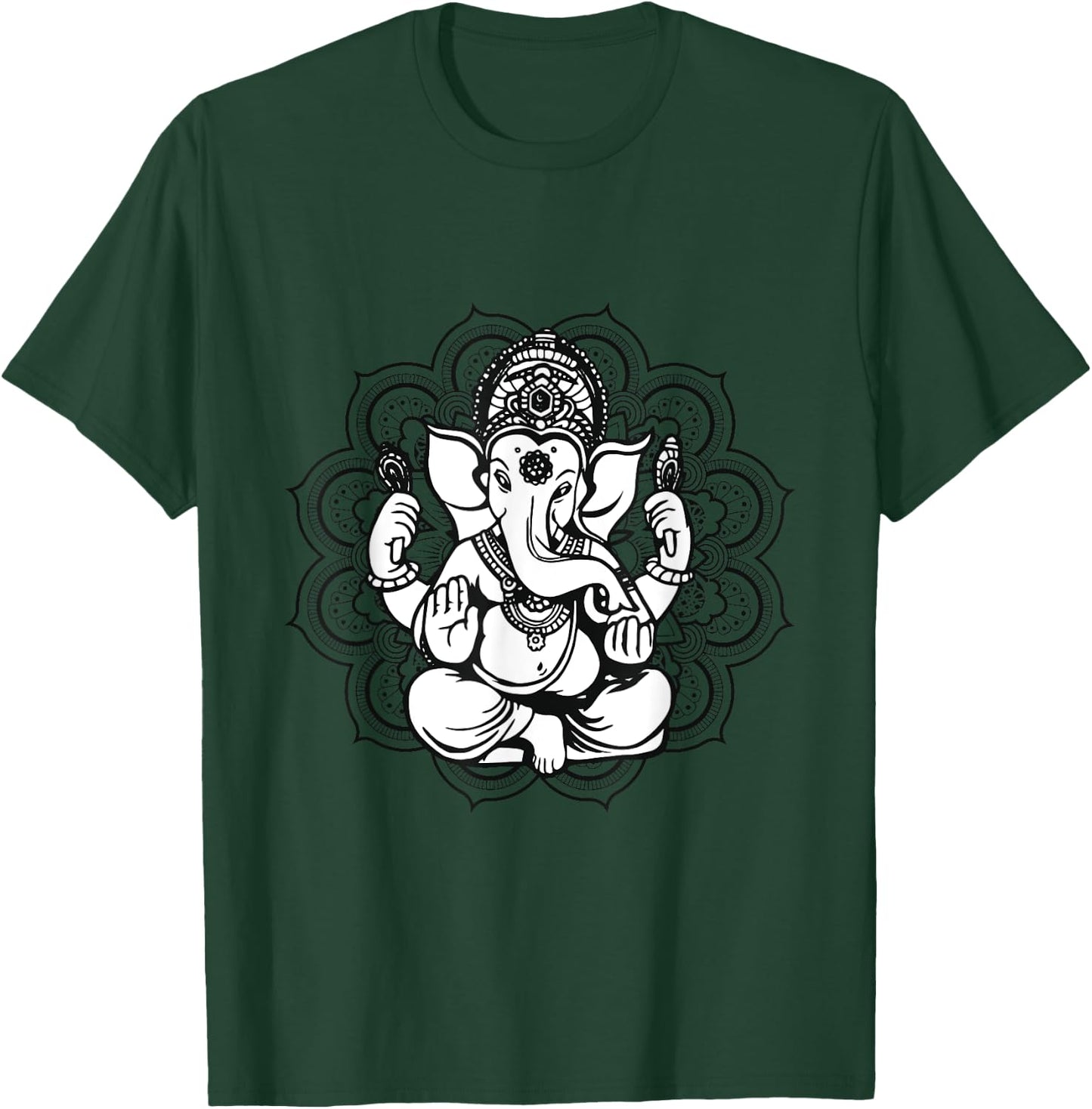 Yoga Mandala Elephant Ganesha Tribal Ornaments Chakra Hindu T-Shirt - T-Shirt | Forest