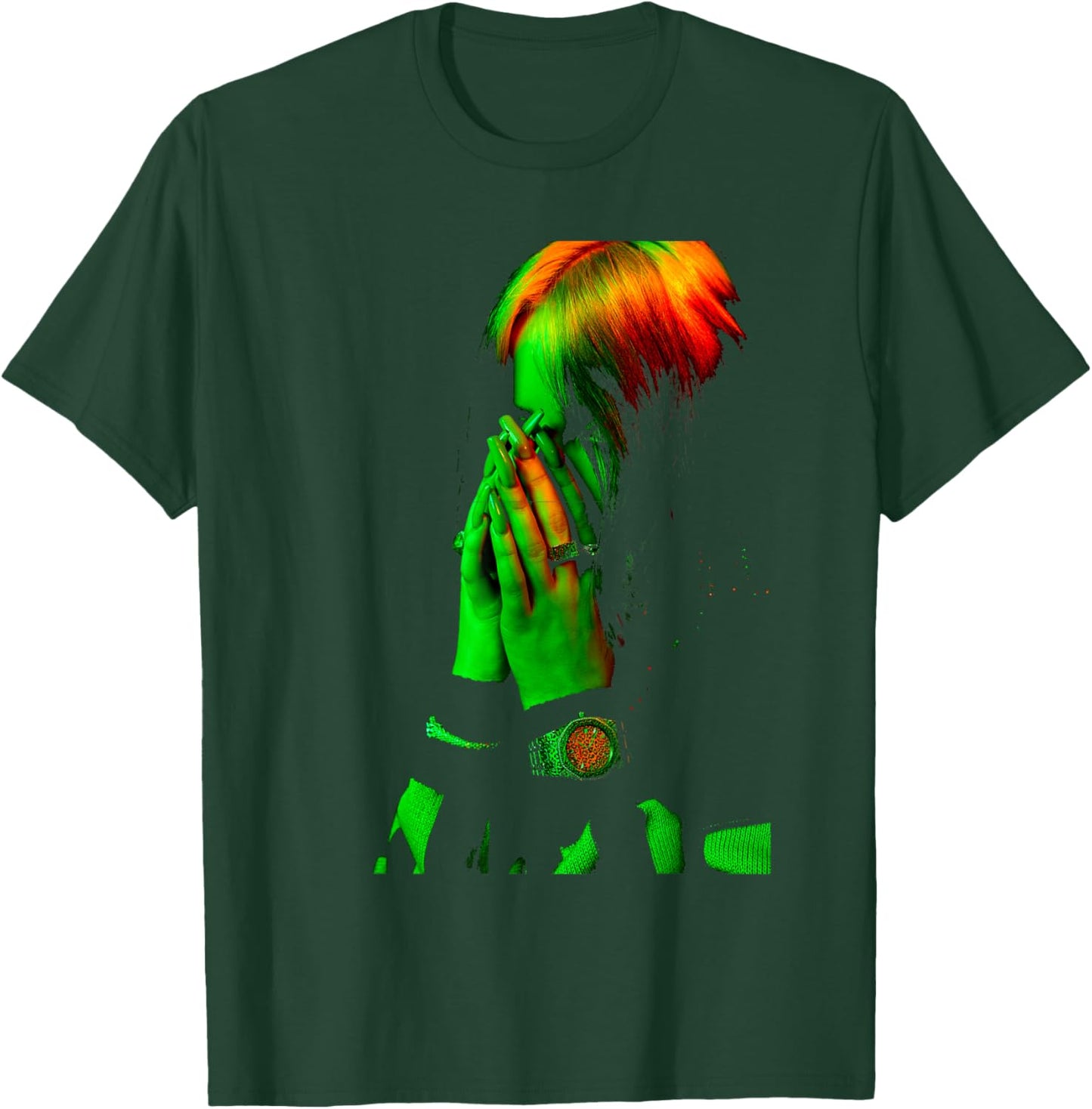 Official Billie Eilish Hand Face Photo Black T-Shirt - T-Shirt | Forest