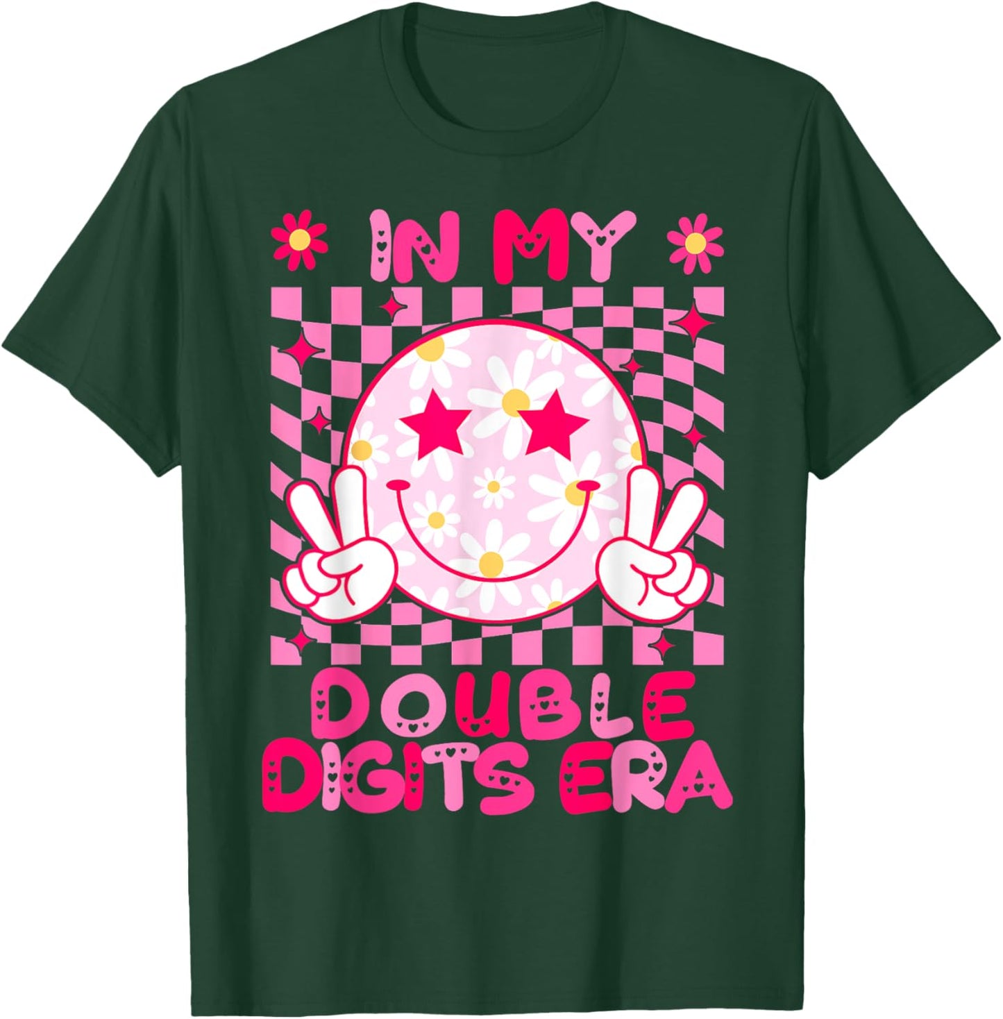 In My Double Digits Era Retro 10 Year Old 10th Birthday Girl T-Shirt - T-Shirt | Forest