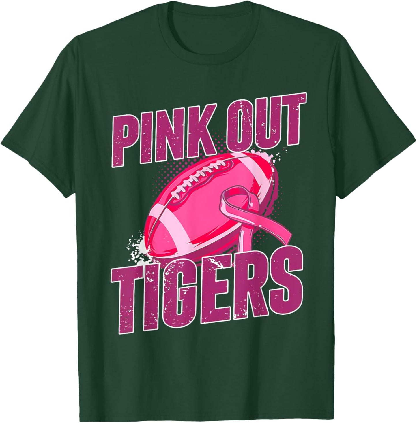 Tigers Pink Out Football Tackle Breast Cancer T-Shirt - T-Shirt | Forest