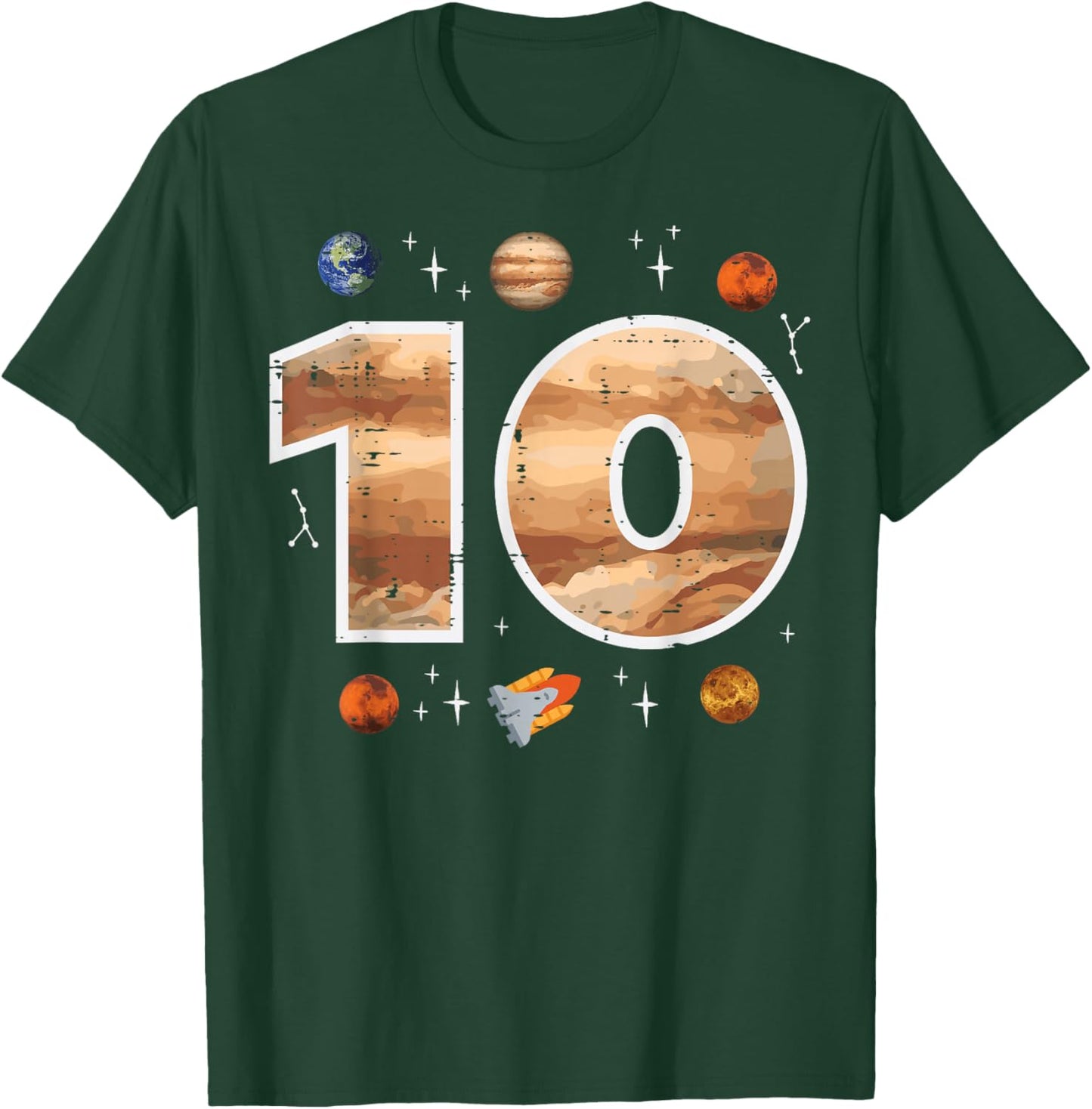 10th Birthday Planets Astronaut 10 Years Old Bday Space Boys T-Shirt - T-Shirt | Forest